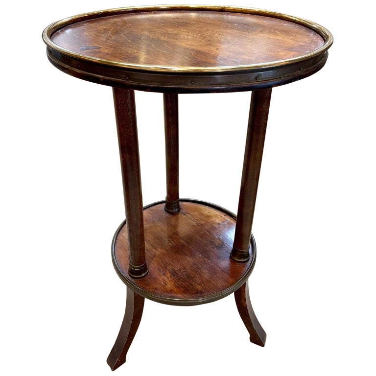 19th Century French Empire Walnut and Brass Side Table For Sale