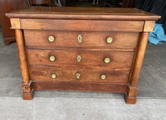 19th Century French Empire Walnut Bedside Commode