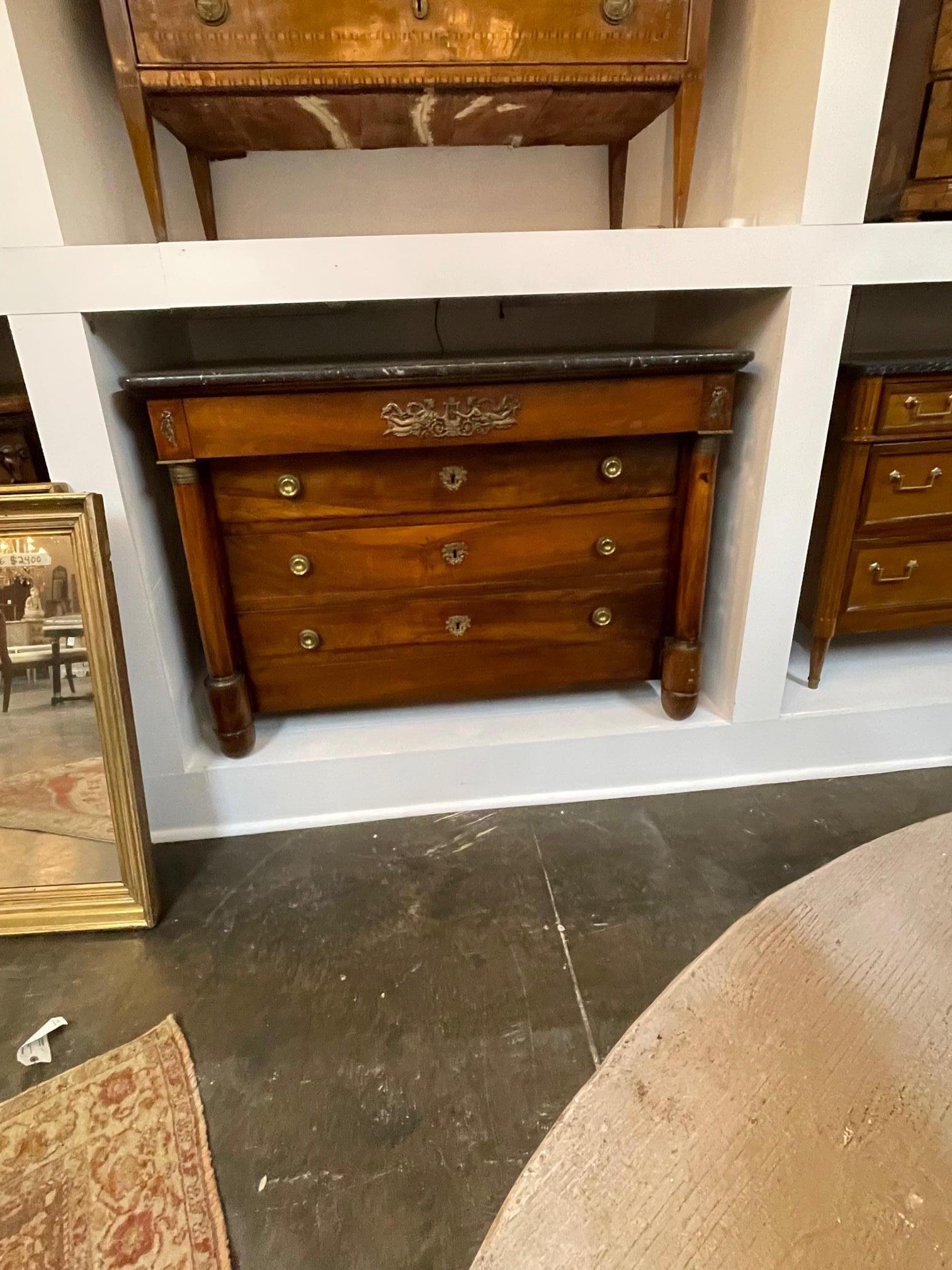 19th Century French Empire Walnut Commode For Sale 4