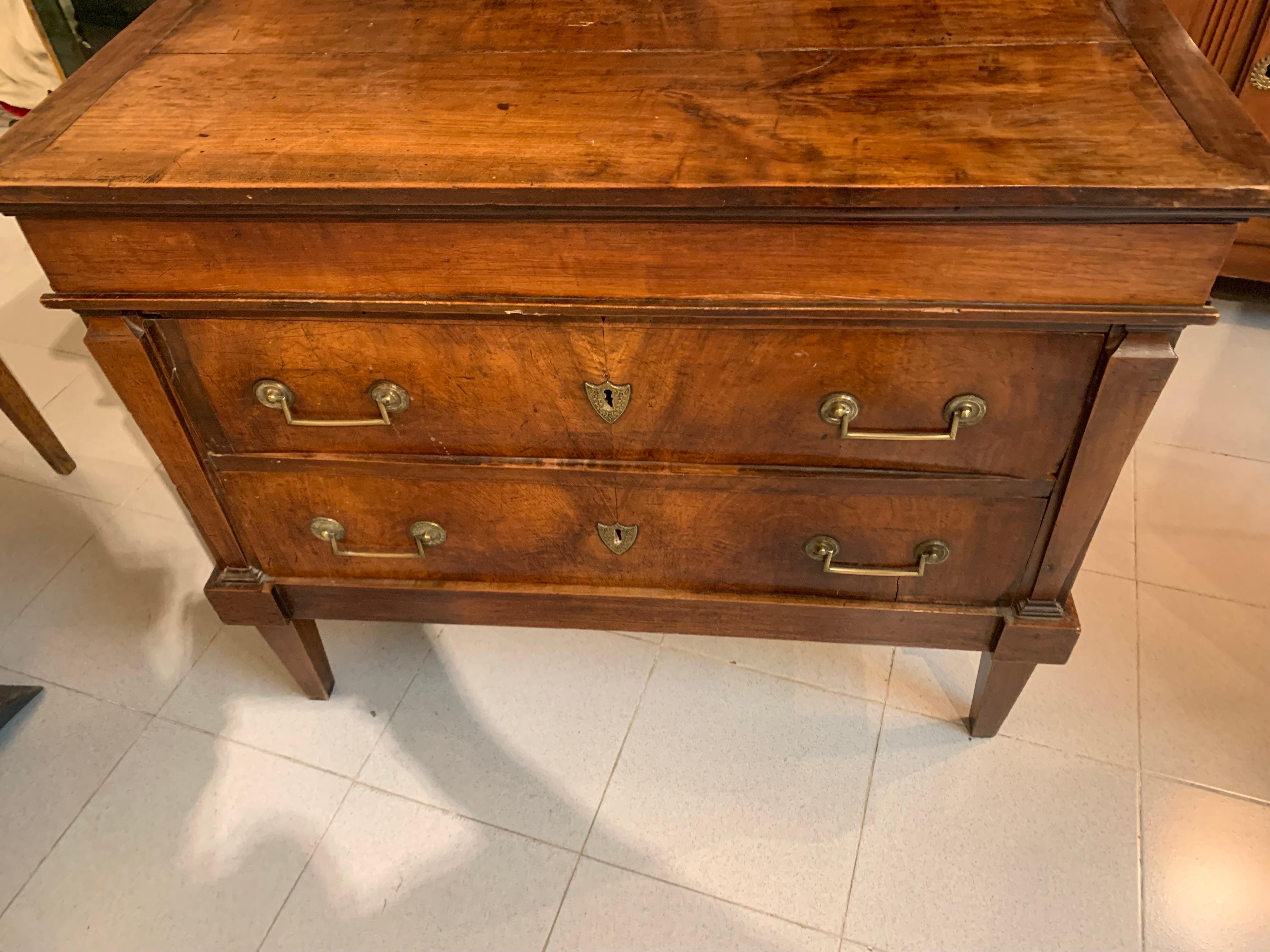 19th Century French Empire Walnut Commode  For Sale 7