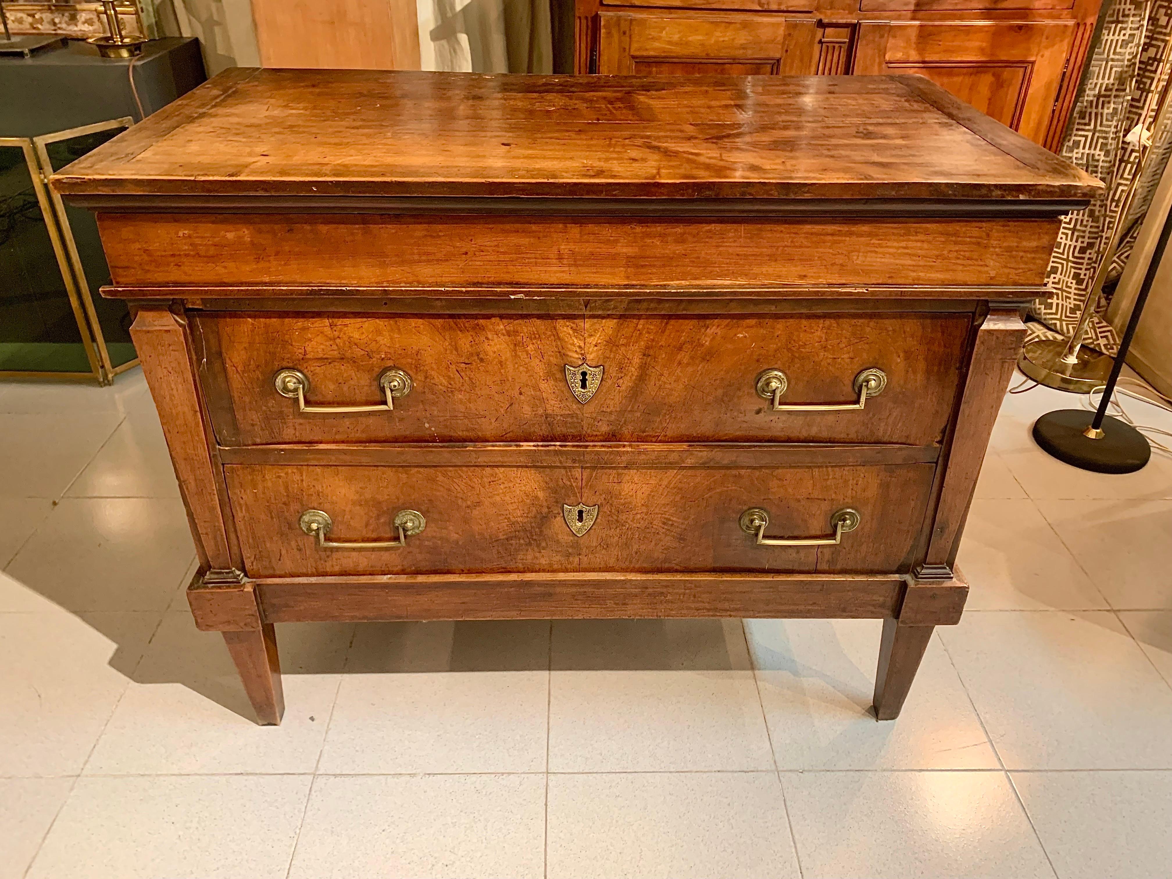 19th Century French Empire Walnut Commode  For Sale 8