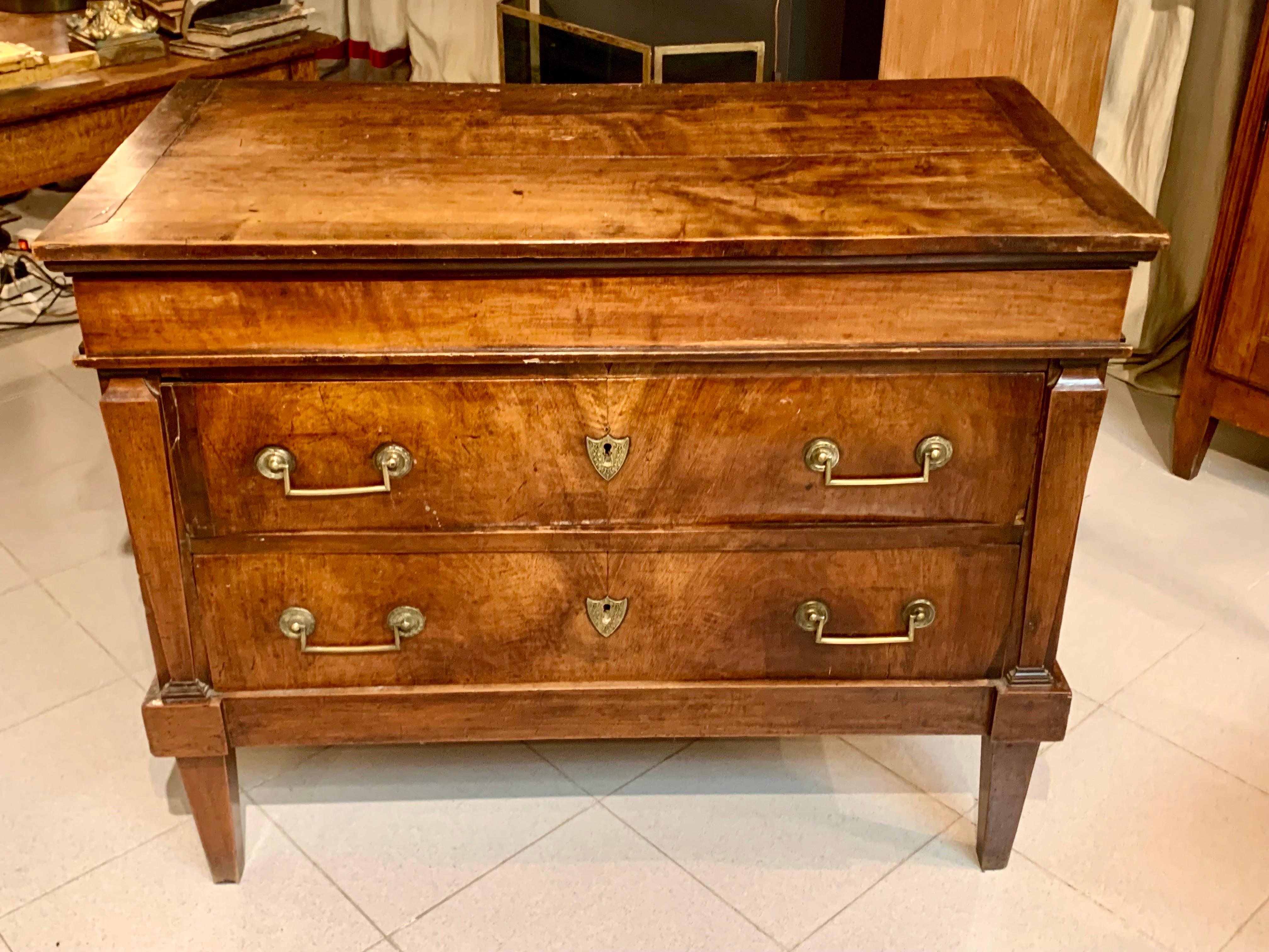 19th Century French Empire Walnut Commode  For Sale 14