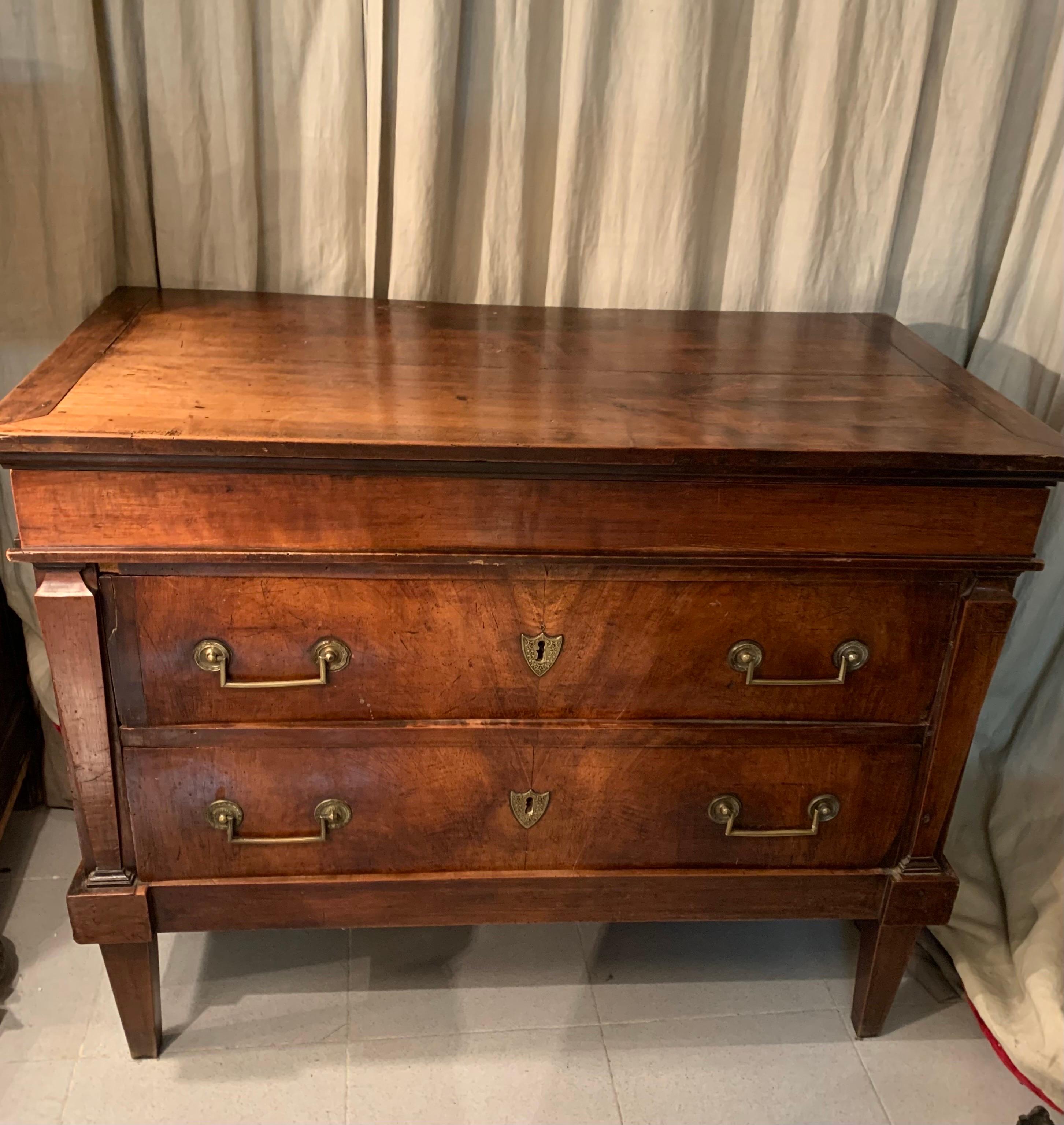 19th Century French Empire Walnut Commode  For Sale 2