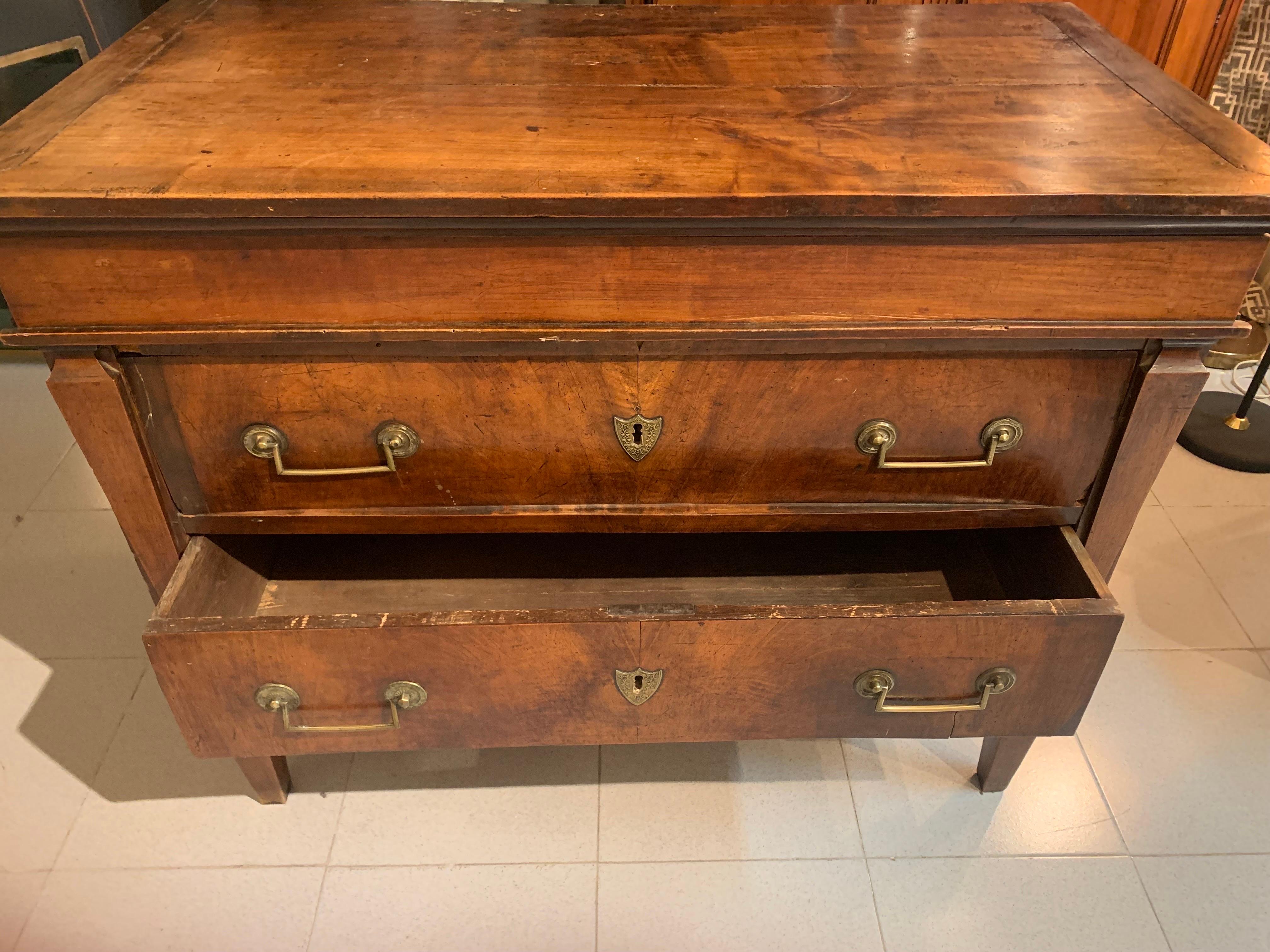 19th Century French Empire Walnut Commode  For Sale 3