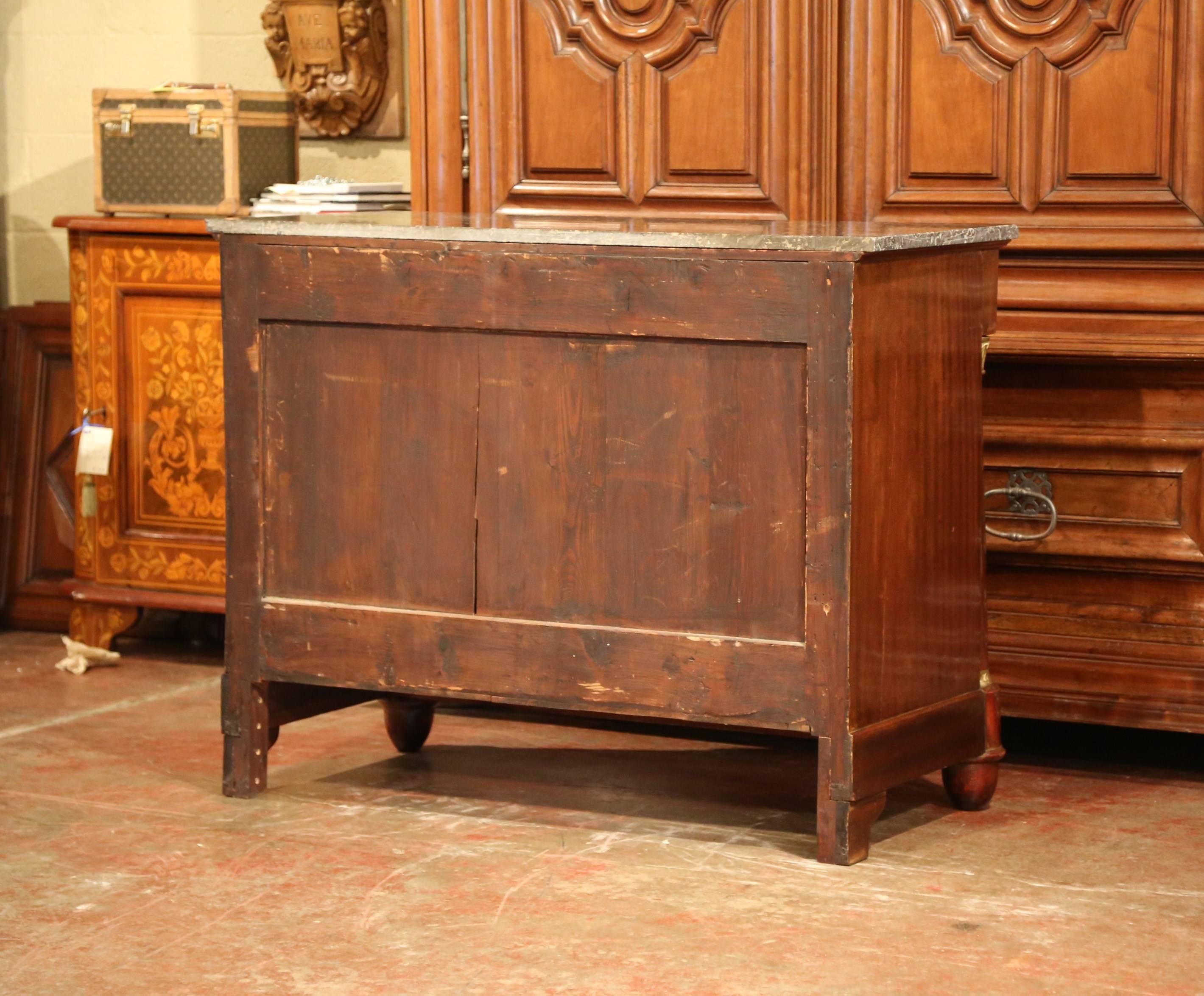 19th Century French Empire Walnut Four-Drawer Commode with Black Marble Top 5