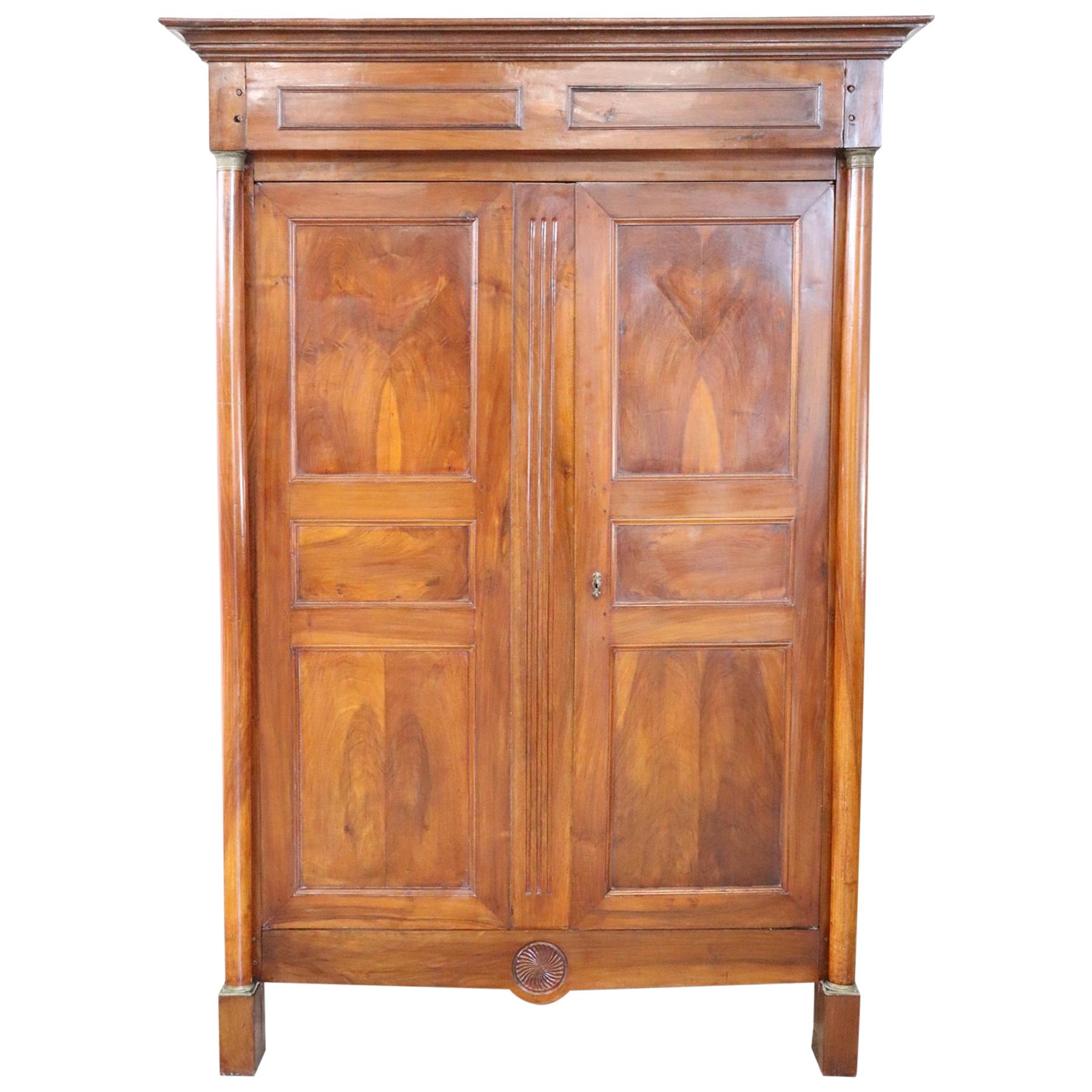 19th Century French Empire Walnut Wardrobe or Armoire