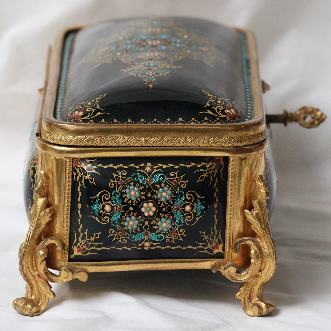 19th Century French Enamel and Ormolu-Mounted Jewelry Casket 2