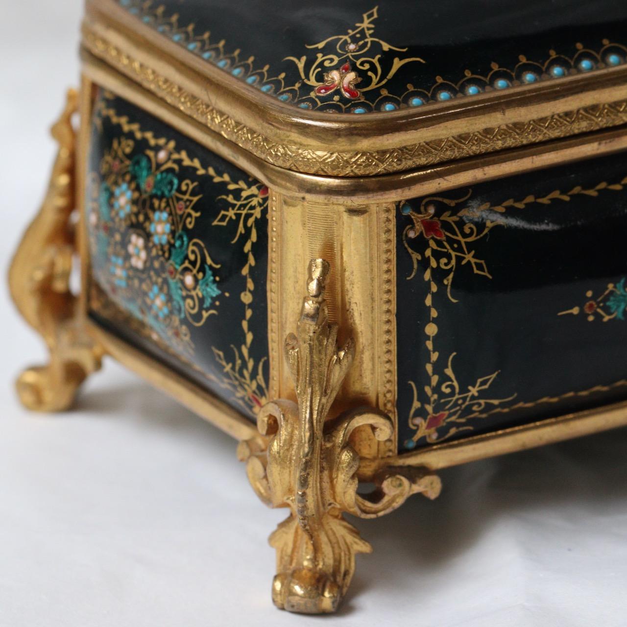 19th Century French Enamel and Ormolu-Mounted Jewelry Casket 3