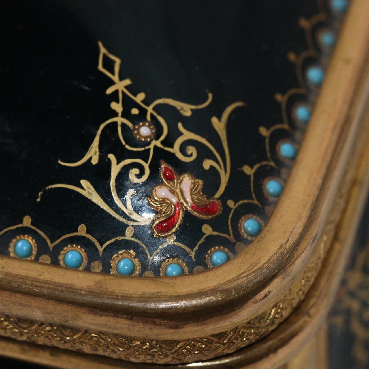 19th Century French Enamel and Ormolu-Mounted Jewelry Casket 5