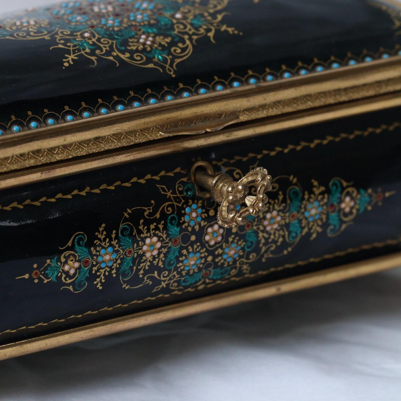 19th Century French Enamel and Ormolu-Mounted Jewelry Casket 6