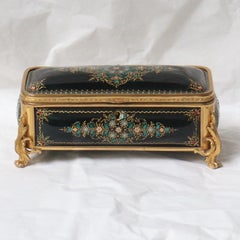19th Century French Enamel and Ormolu-Mounted Jewelry Casket