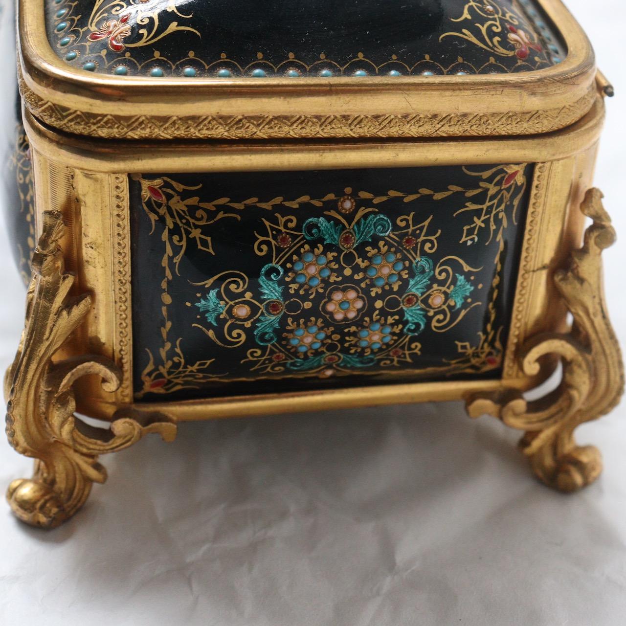 Late 19th Century 19th Century French Enamel and Ormolu-Mounted Jewelry Casket