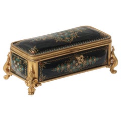 Antique 19th Century French Enamel and Ormolu-Mounted Jewelry Casket