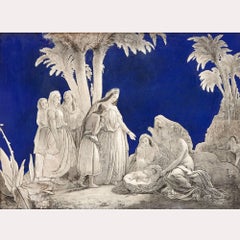 19th Century French Enamel Plaque Depicting 'The Finding of Moses'