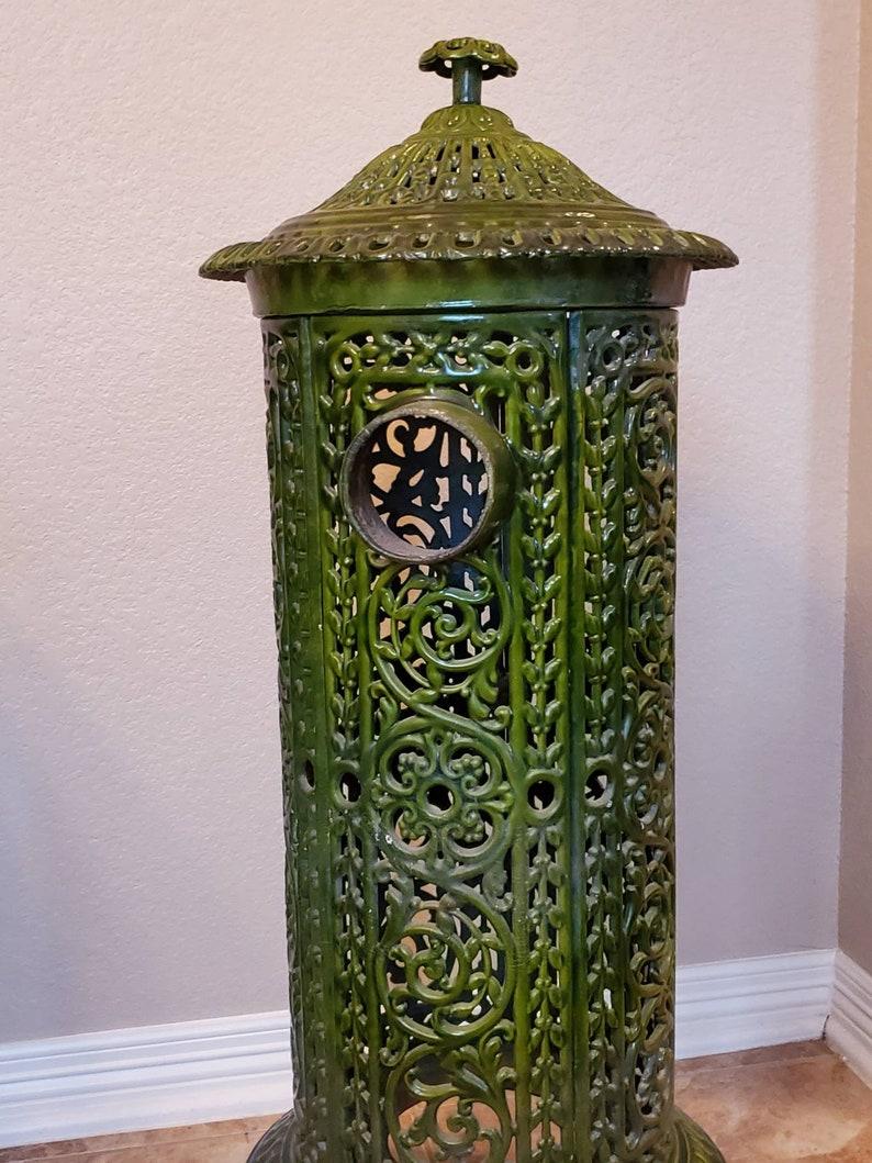 19th Century French Enameled Cast Iron Heater Stove 4