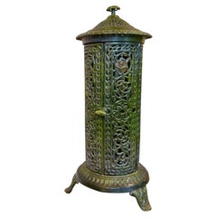 Antique 19th Century French Enameled Cast Iron Heater Stove