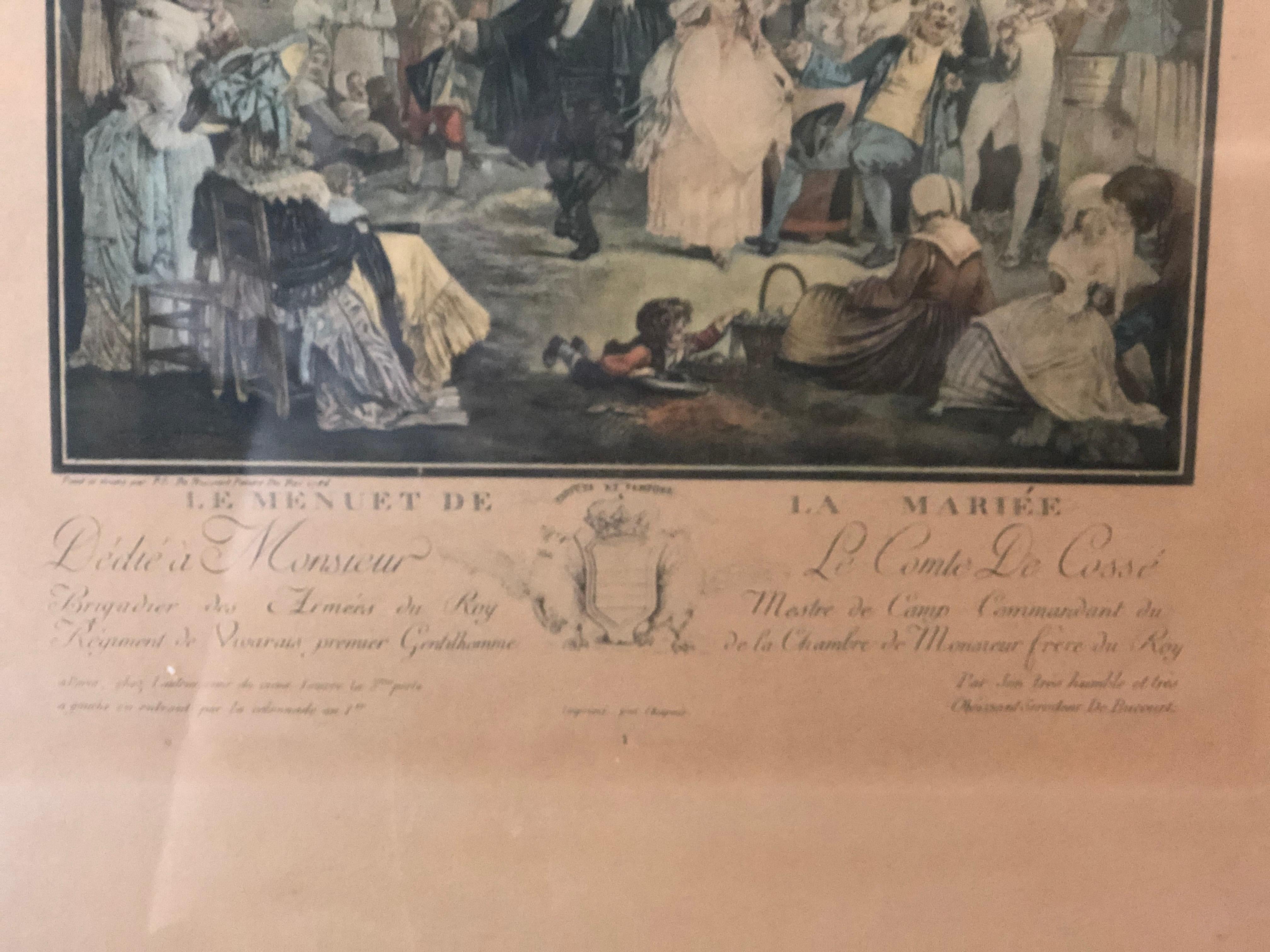 Français gravure française du 19ème siècle d'une danse de mariage en vente