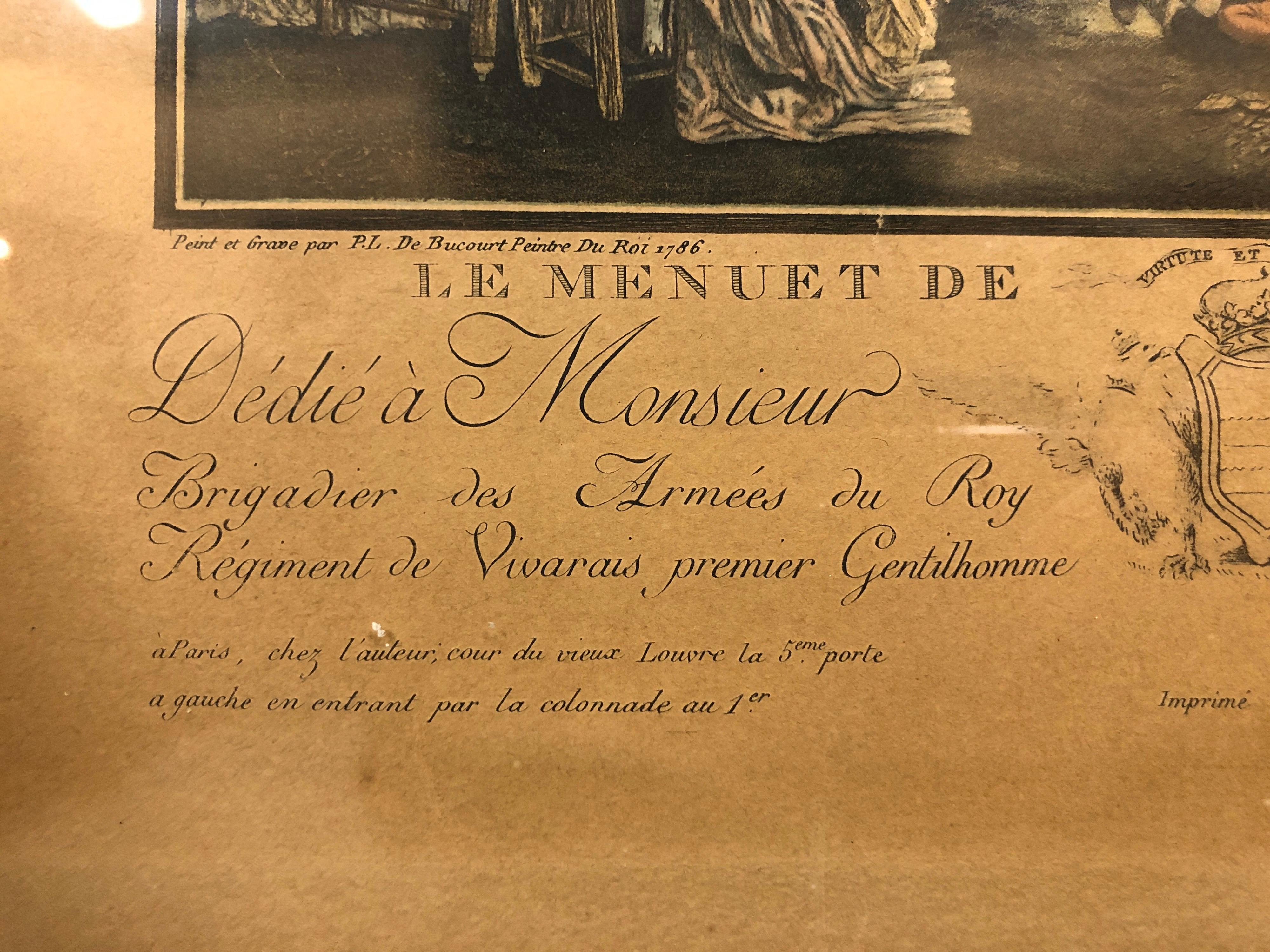 gravure française du 19ème siècle d'une danse de mariage Bon état - En vente à Sofia, BG