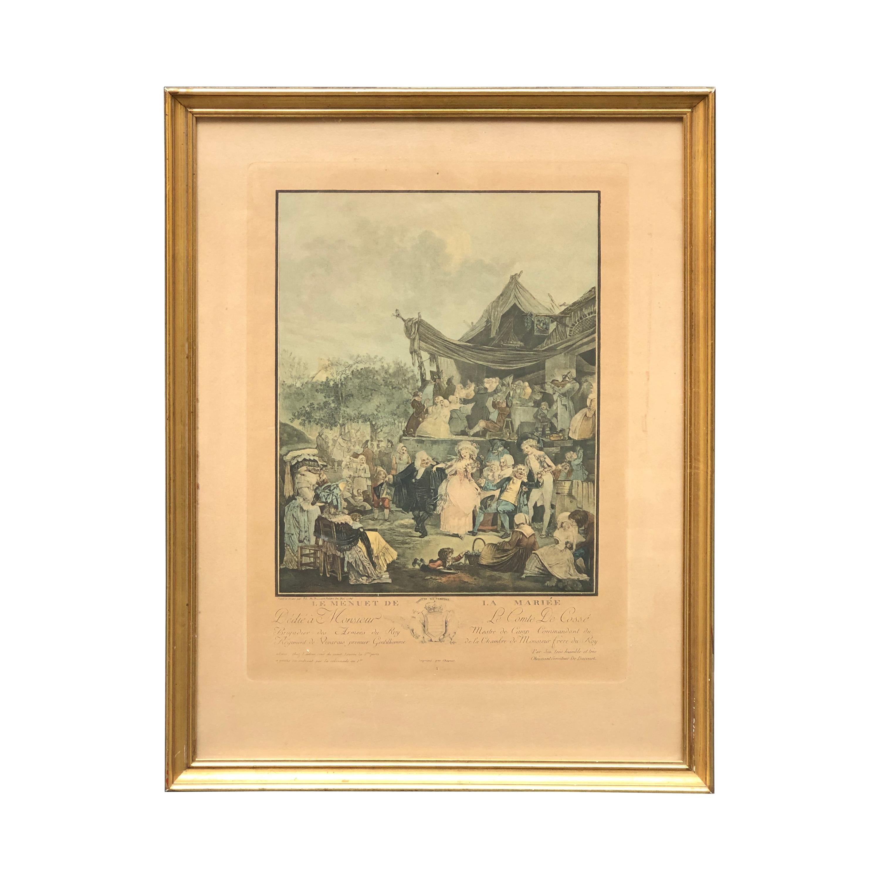 19th Century French Engraving of a Wedding Dance For Sale