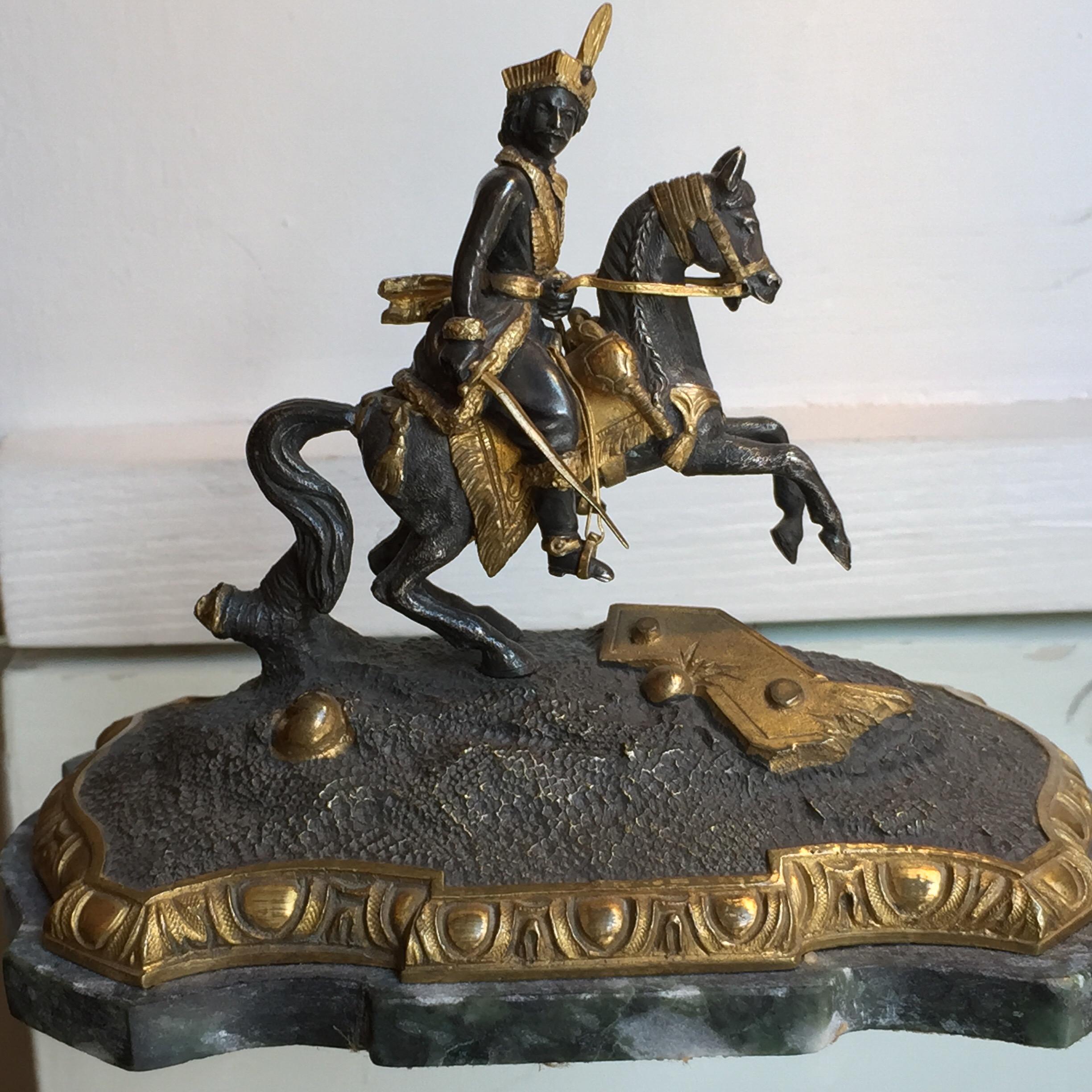 19th Century French Bronze Equestrian Figure of Joachim Murat on Marble Base For Sale 3