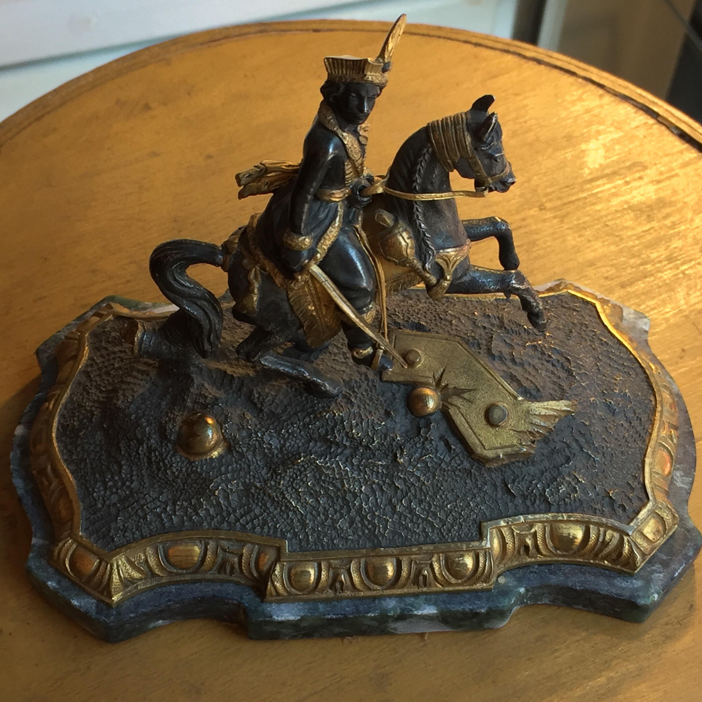 19th Century French Bronze Equestrian Figure of Joachim Murat on Marble Base For Sale 10