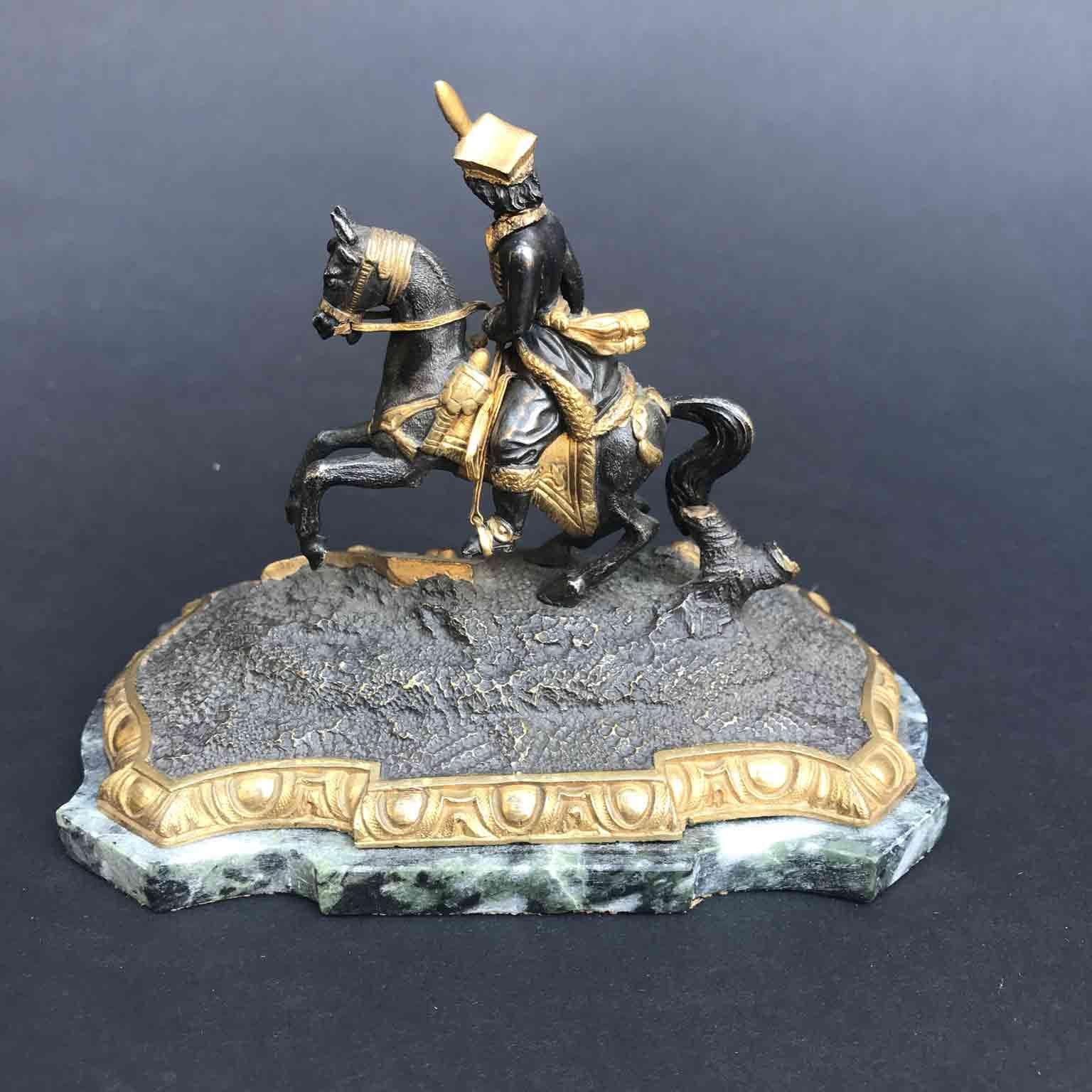 Cast 19th Century French Bronze Equestrian Figure of Joachim Murat on Marble Base For Sale