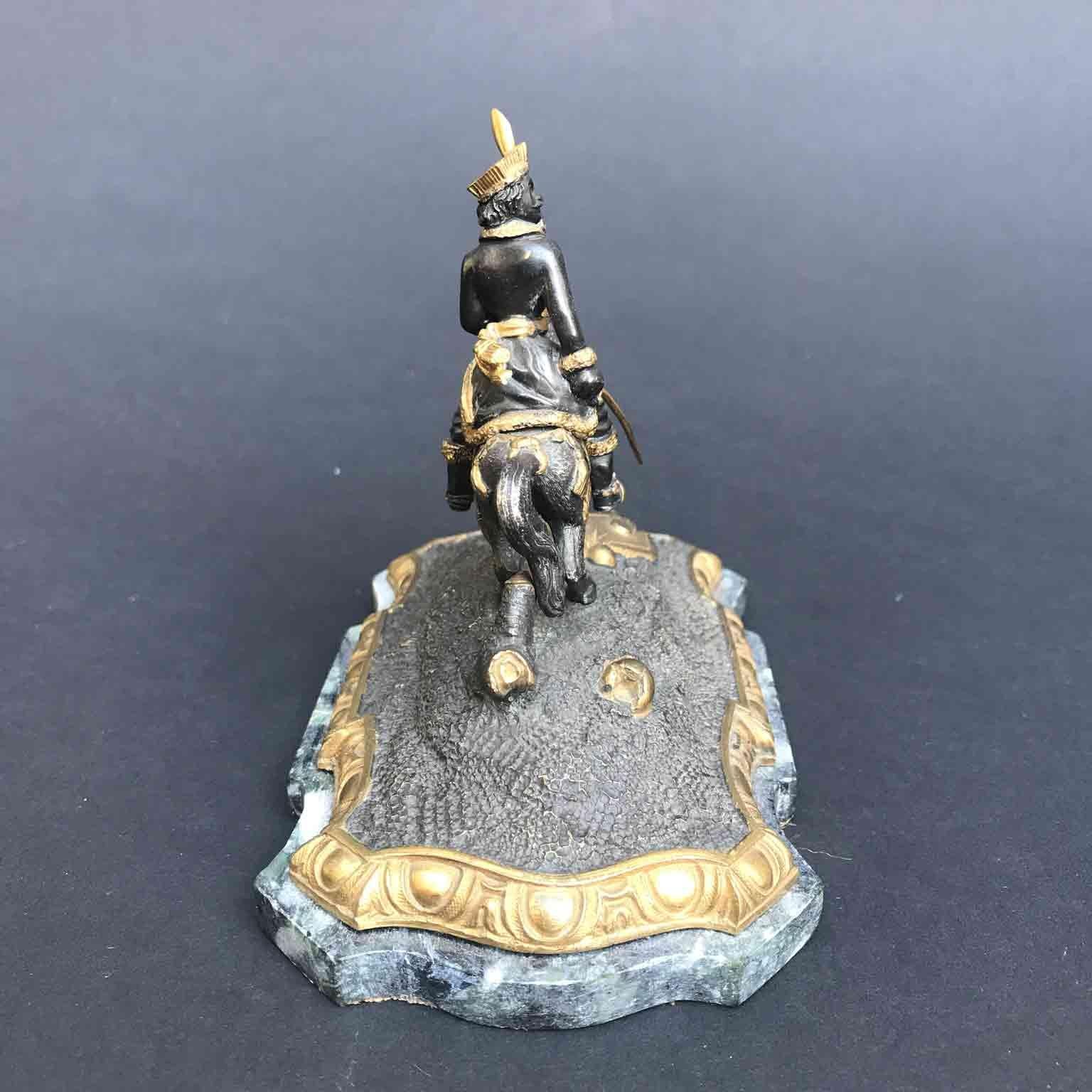 19th Century French Bronze Equestrian Figure of Joachim Murat on Marble Base In Good Condition For Sale In Milan, IT