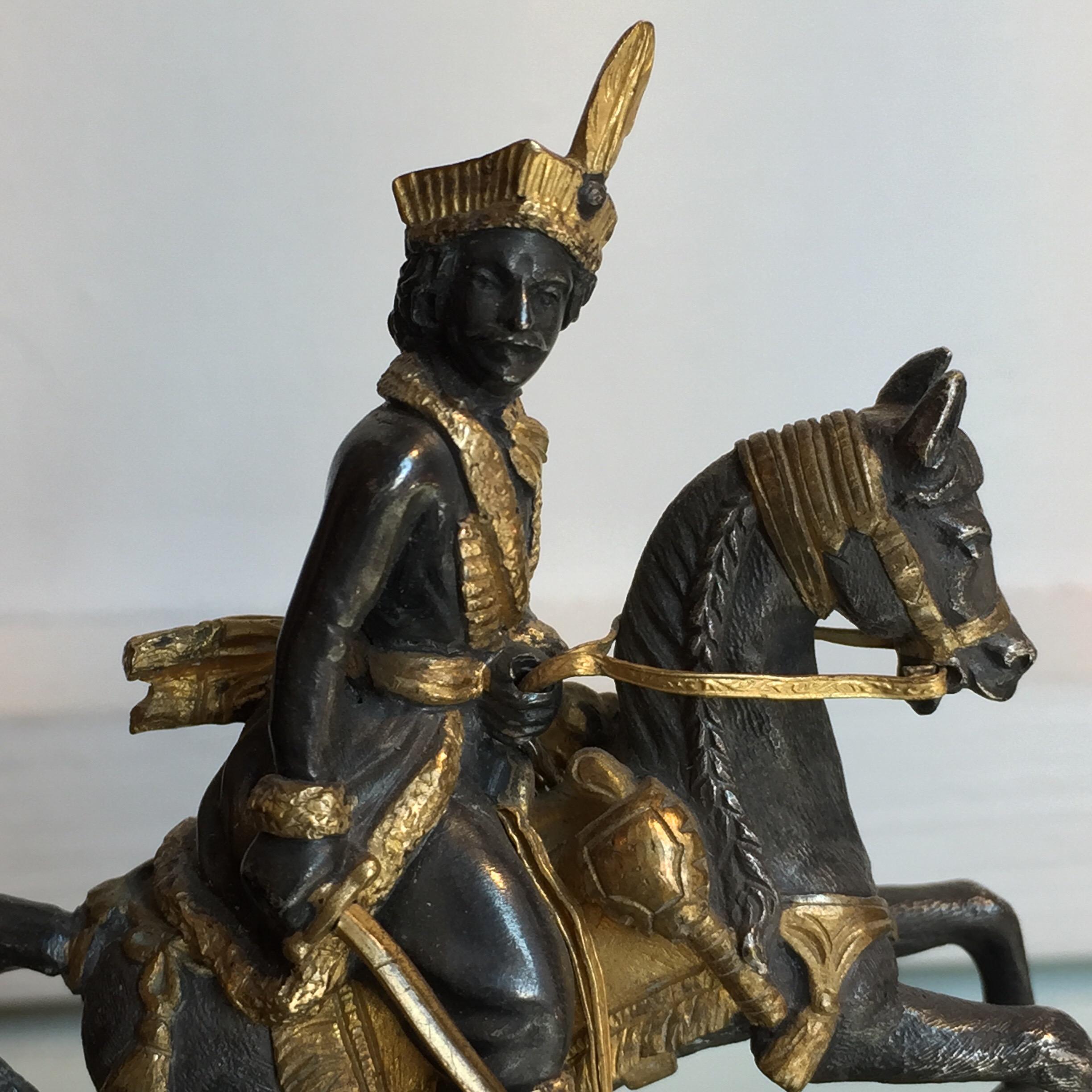 19th Century French Bronze Equestrian Figure of Joachim Murat on Marble Base For Sale 2