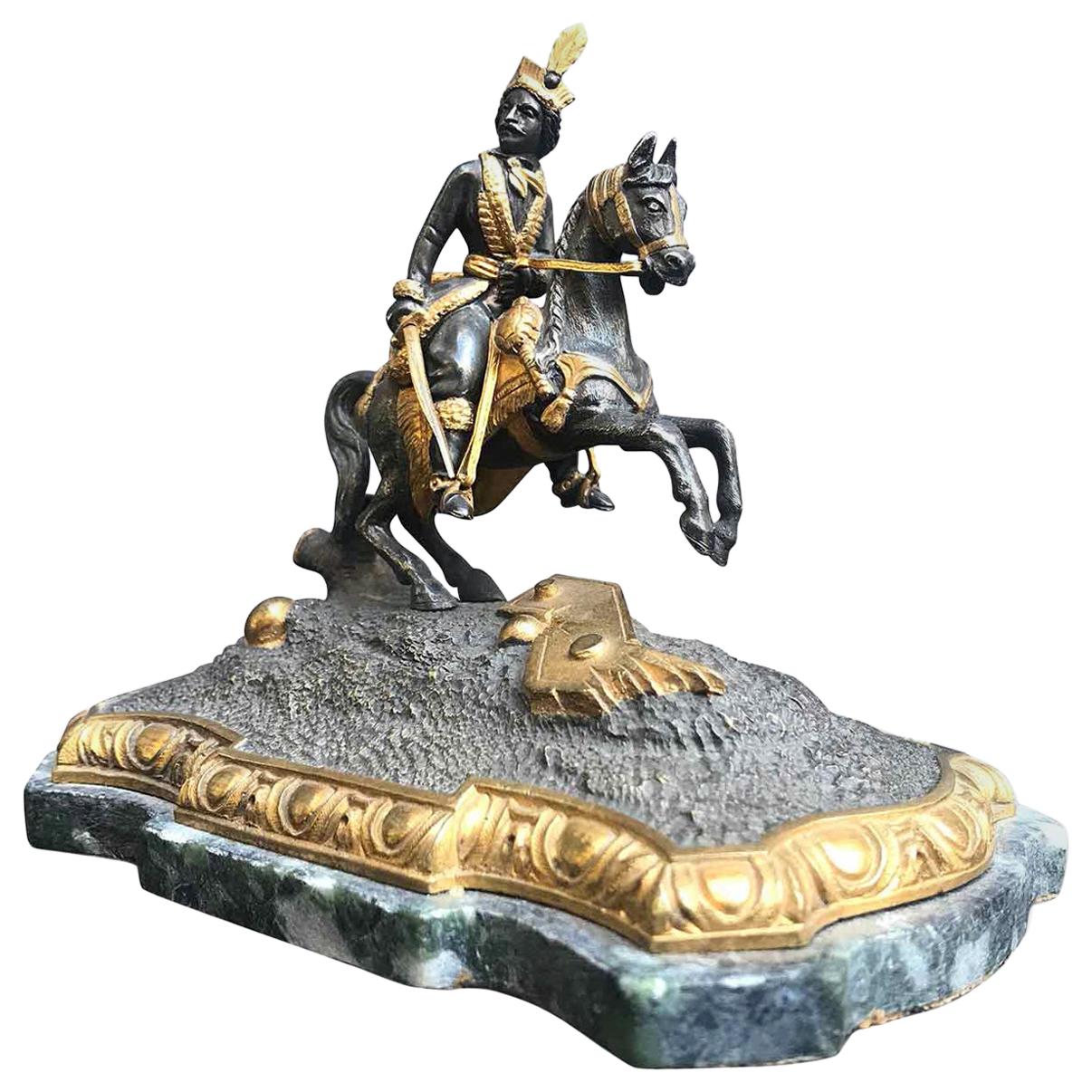 19th Century French Equestrian Knight Bronze Figure of Joachim Murat