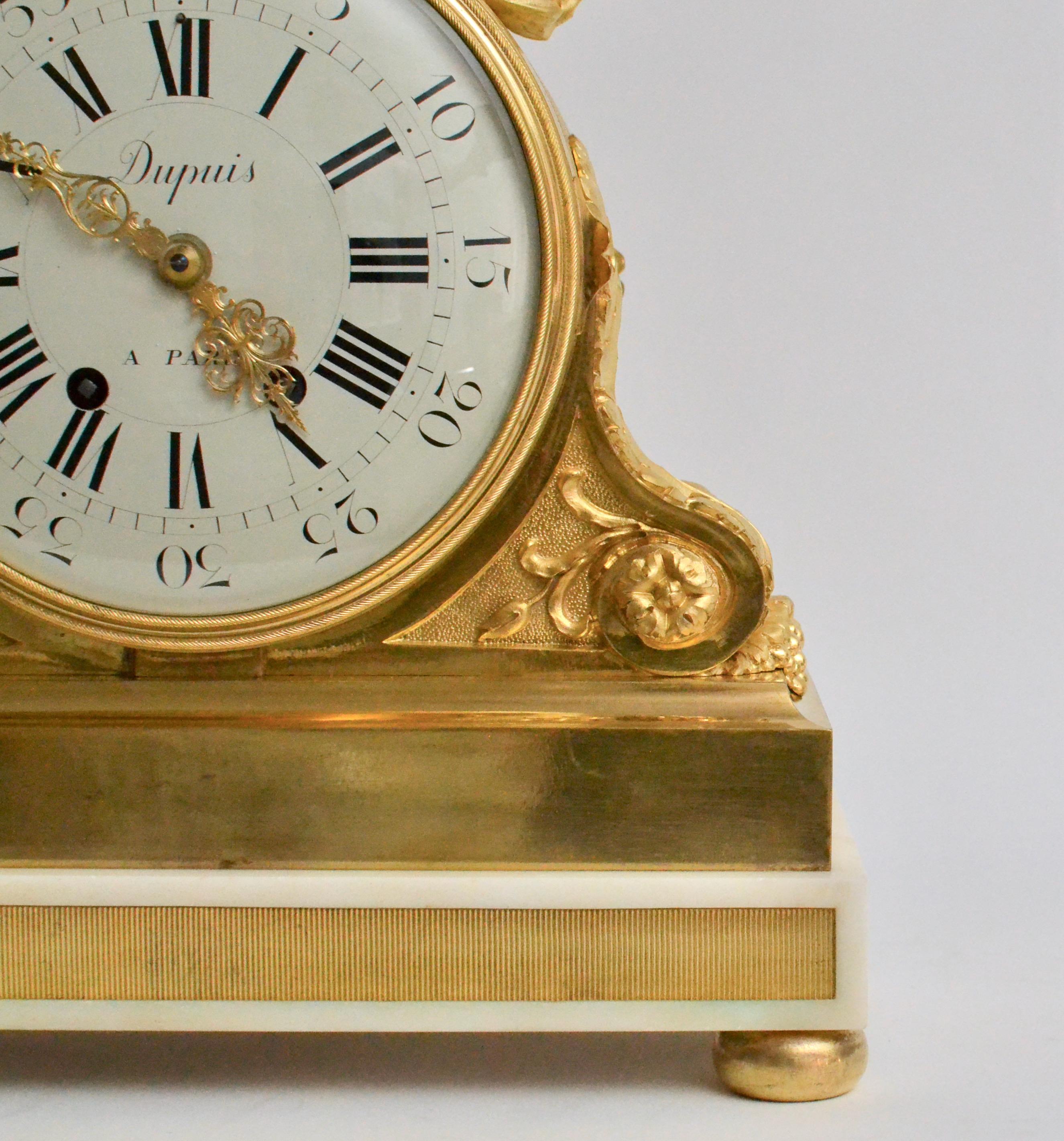 Escalier de Cristal Gilt Bronze and Carrara Marble Clock, France, 19th Century 4