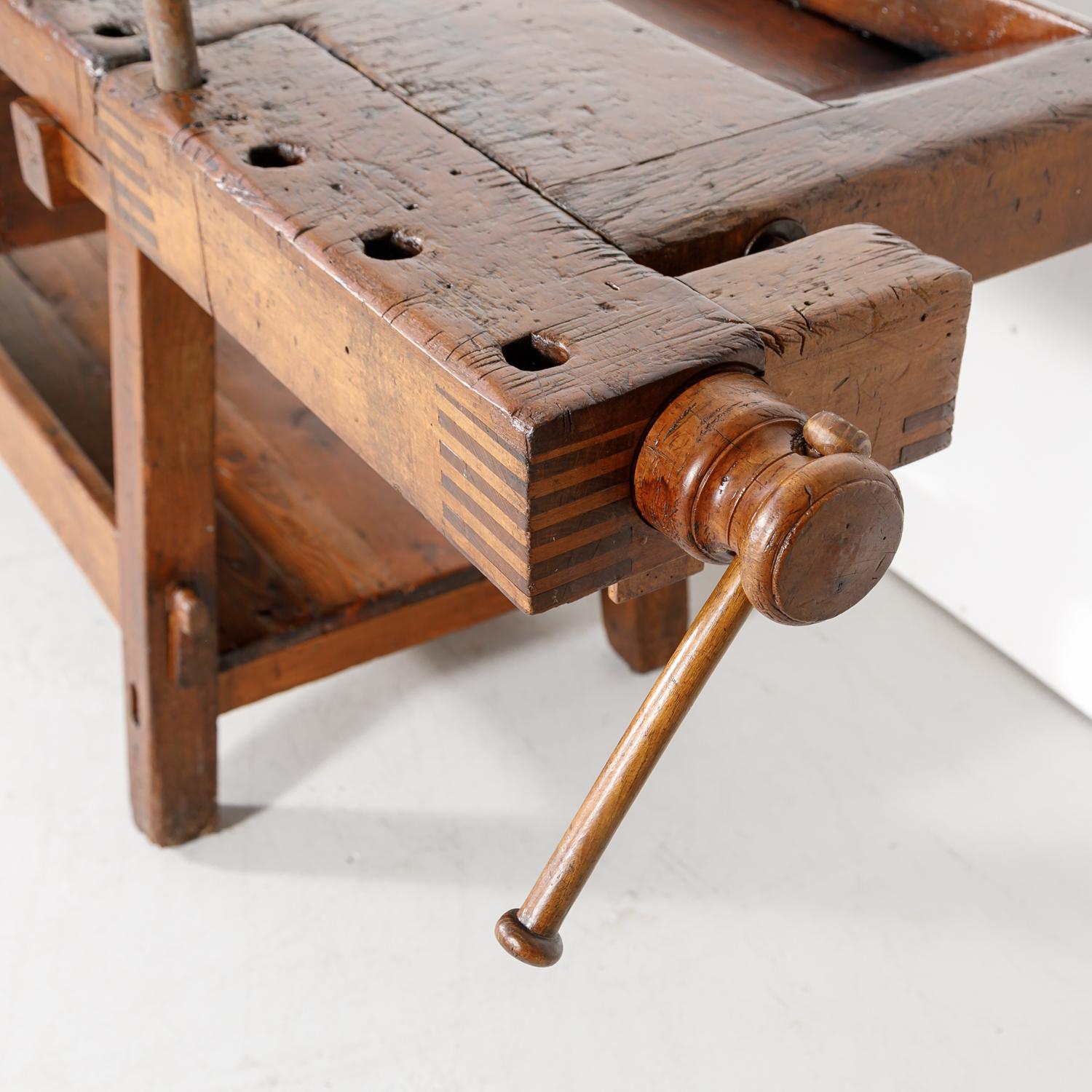 19th Century French Etabli or Carpenter’s Workbench with Two Vises 6
