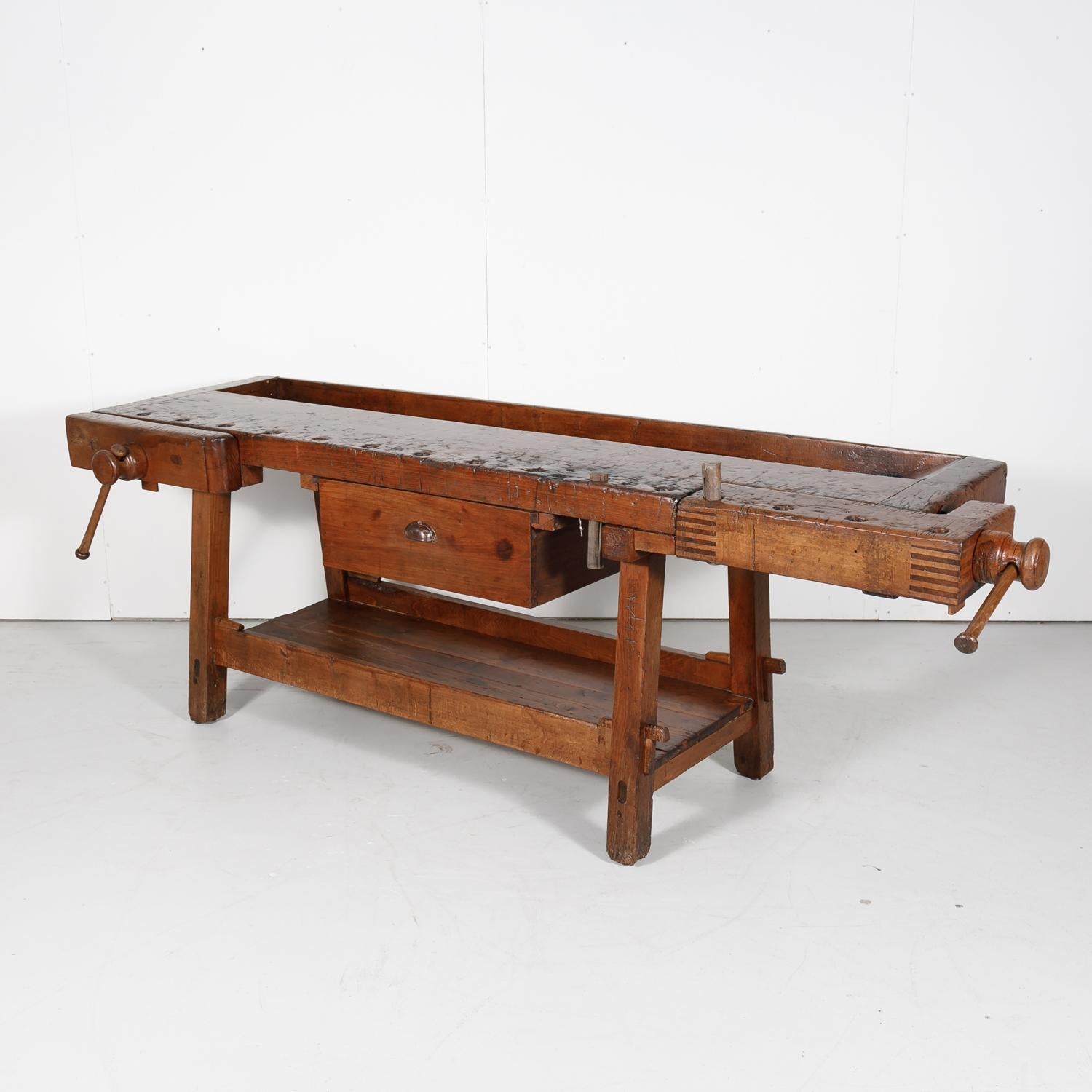 19th Century French Etabli or Carpenter’s Workbench with Two Vises 2