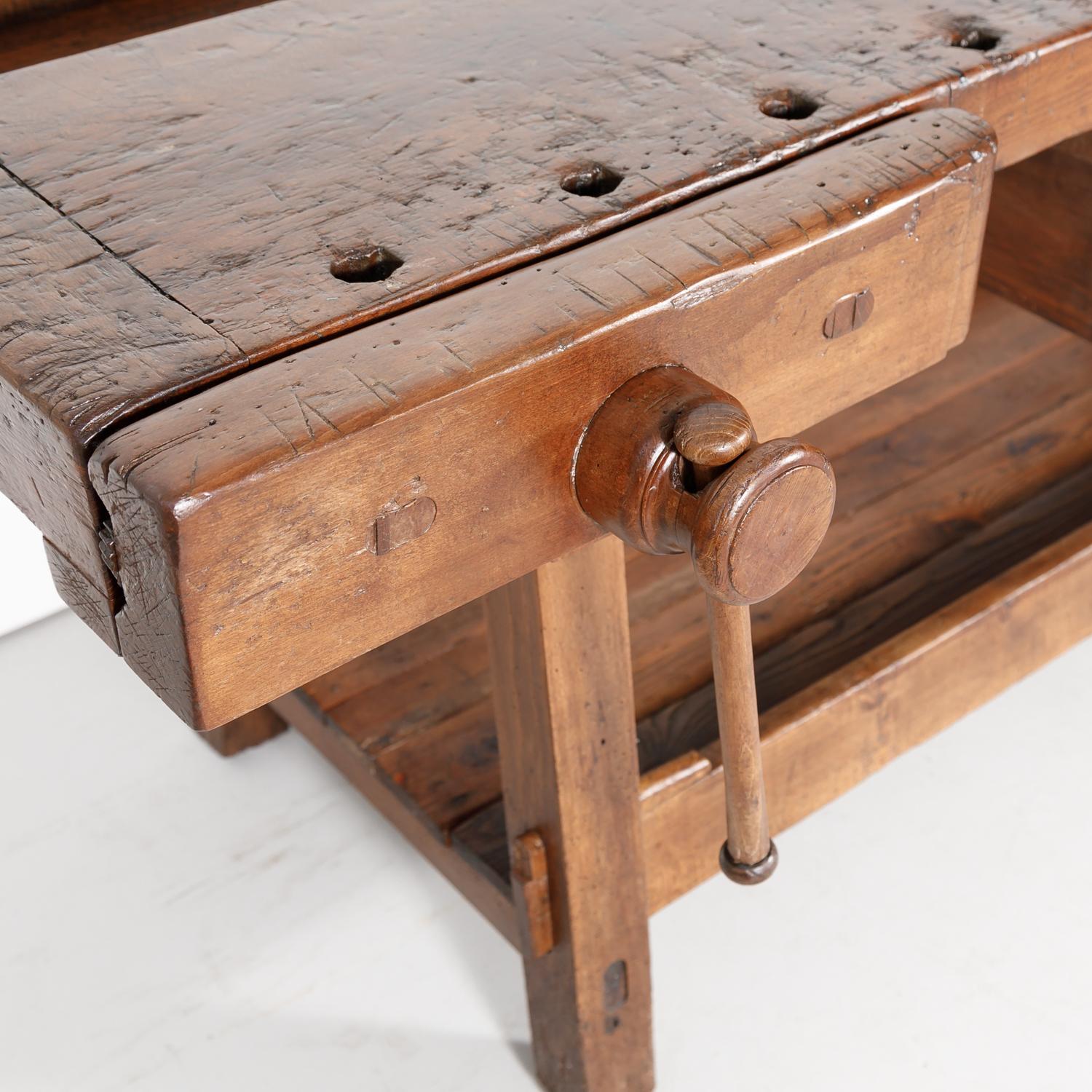 19th Century French Etabli or Carpenter’s Workbench with Two Vises 5