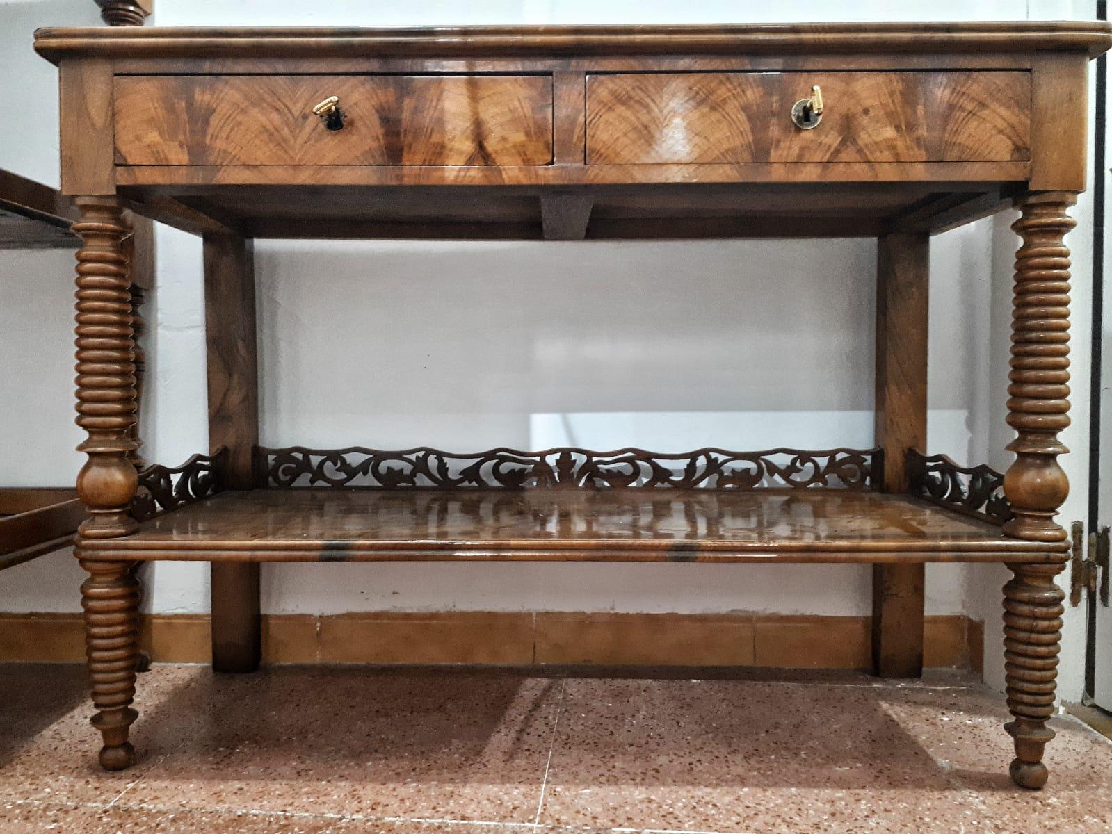 19th Century Regency Flame Walnut English Console Table Restored LAST PRICE For Sale 1
