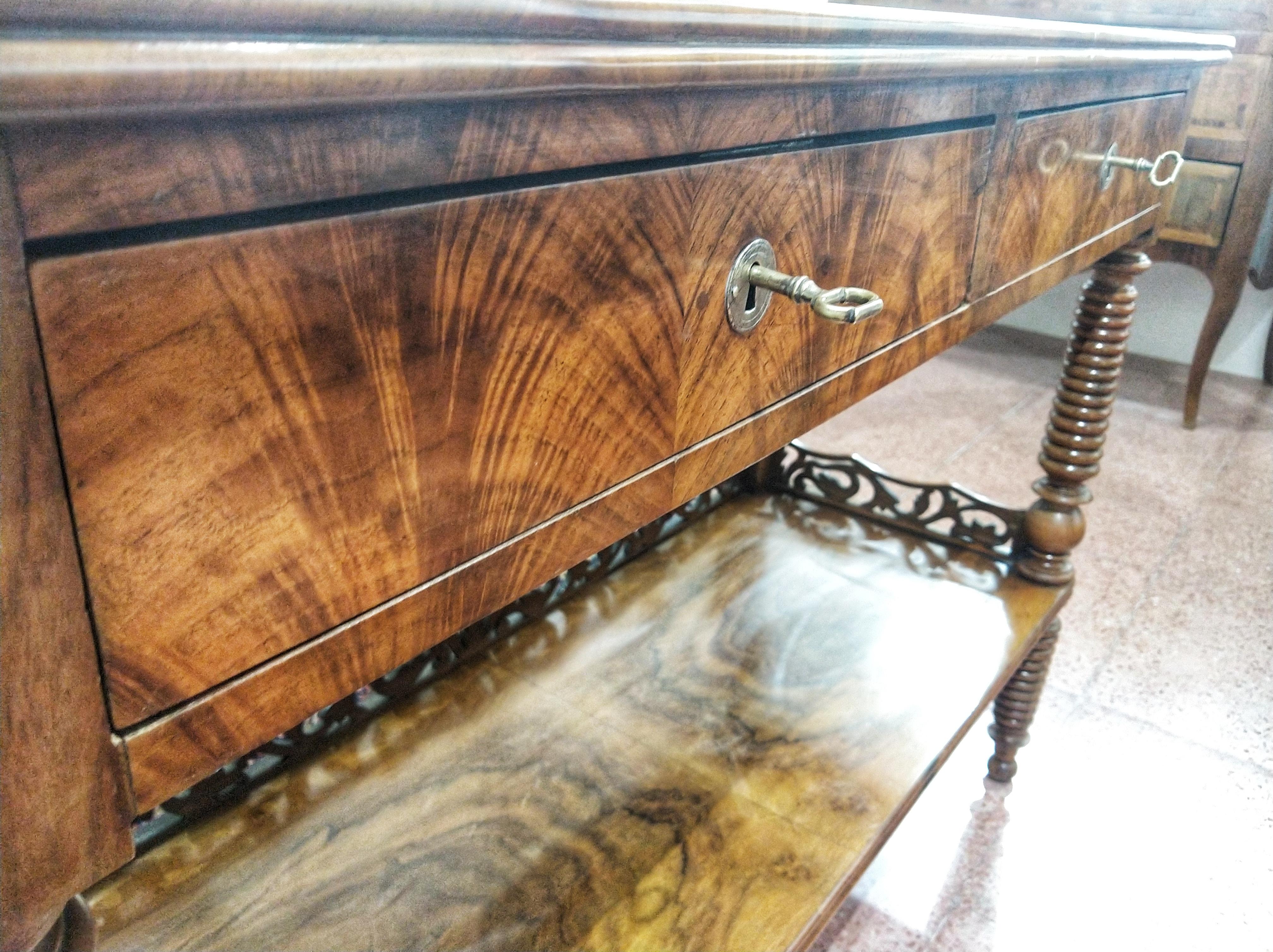 19th Century Regency Flame Walnut English Console Table Restored LAST PRICE For Sale 5