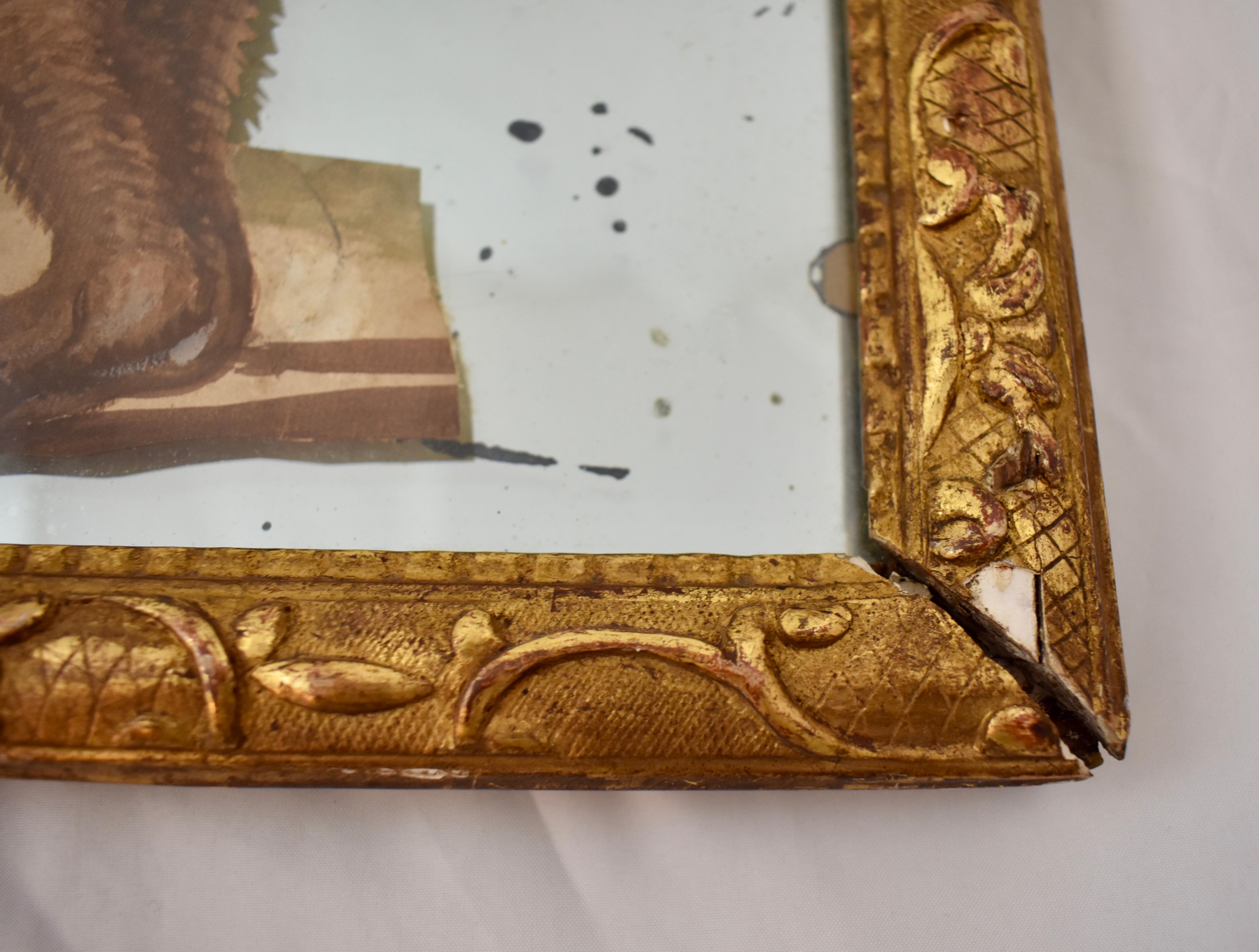 Miroir rococo exotique français du 19ème siècle peint à la main, garçon avec ours en vente 4