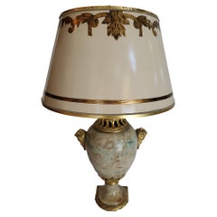 19th Century French Exotic Stone and Bronze Lamp