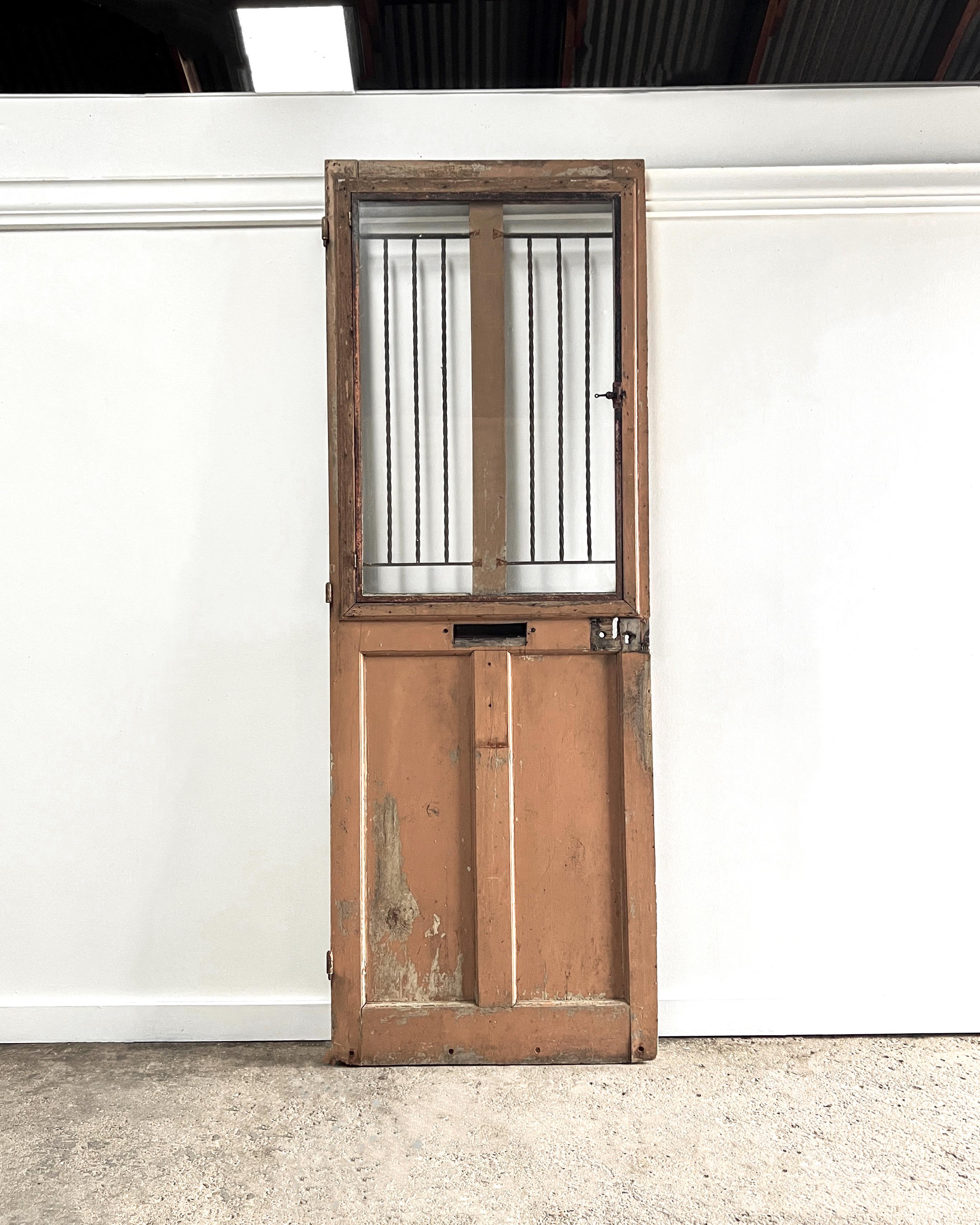 19th Century French Exterior Door with Iron Grille 6
