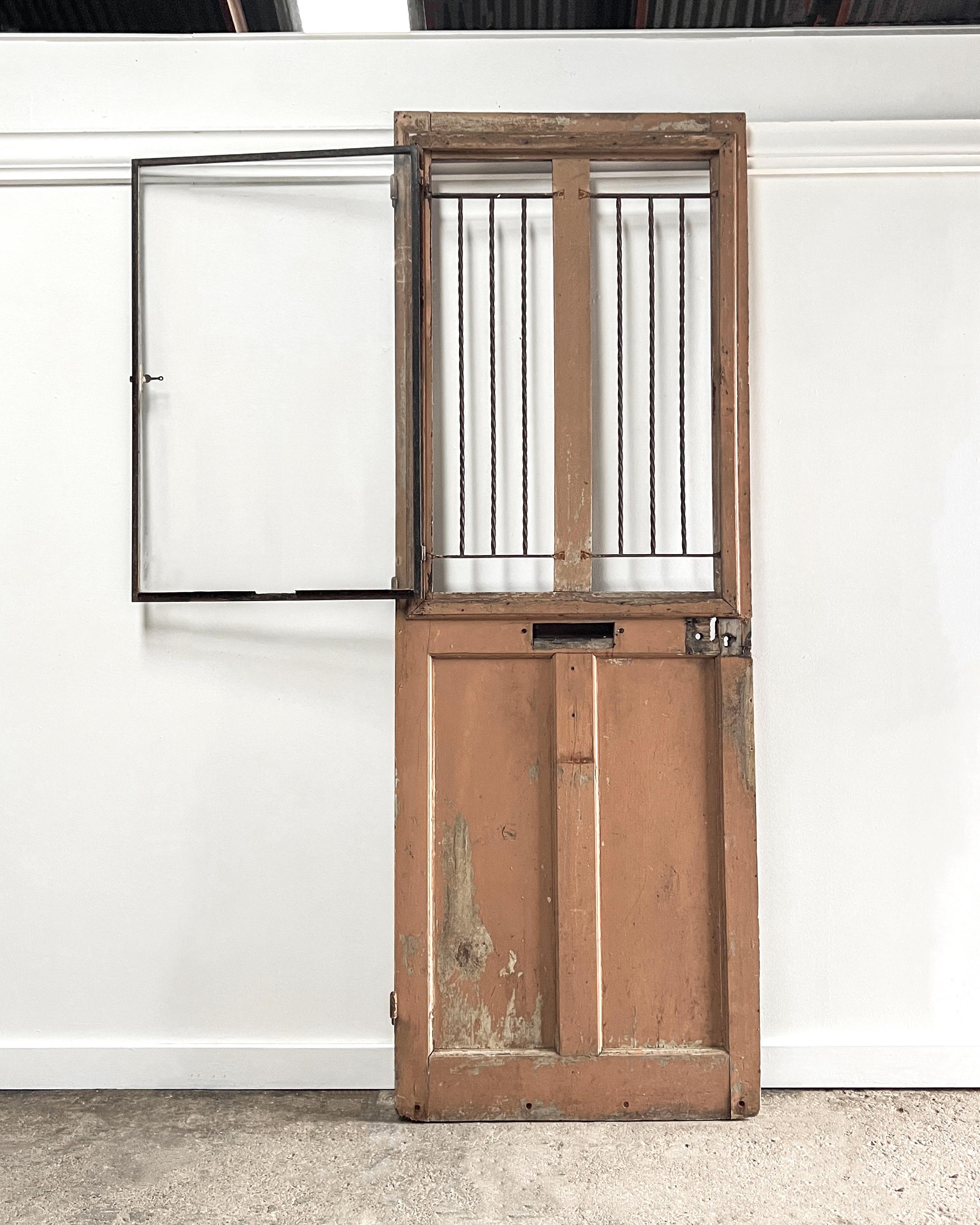 19th Century French Exterior Door with Iron Grille 12