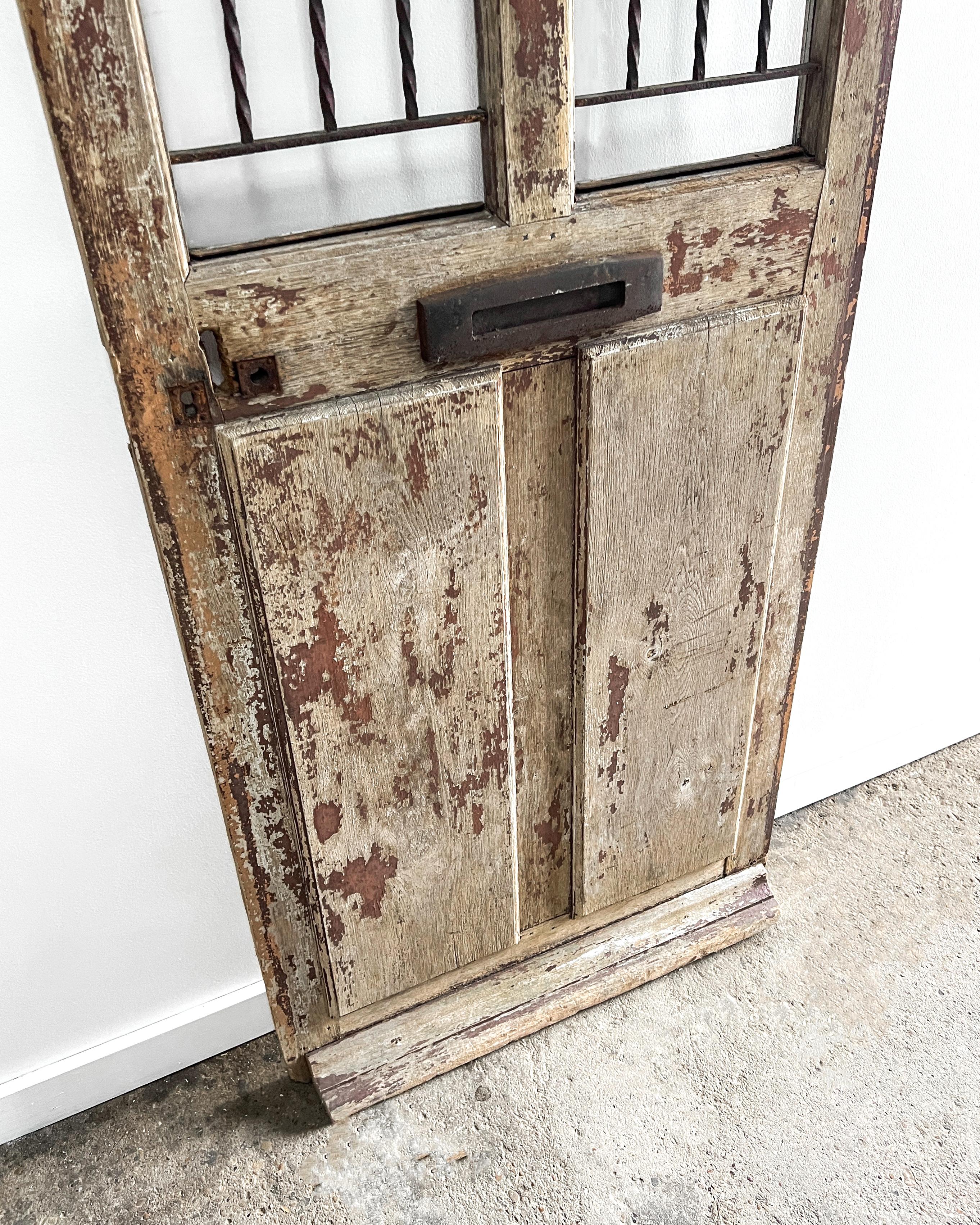 19th Century French Exterior Door with Iron Grille 1