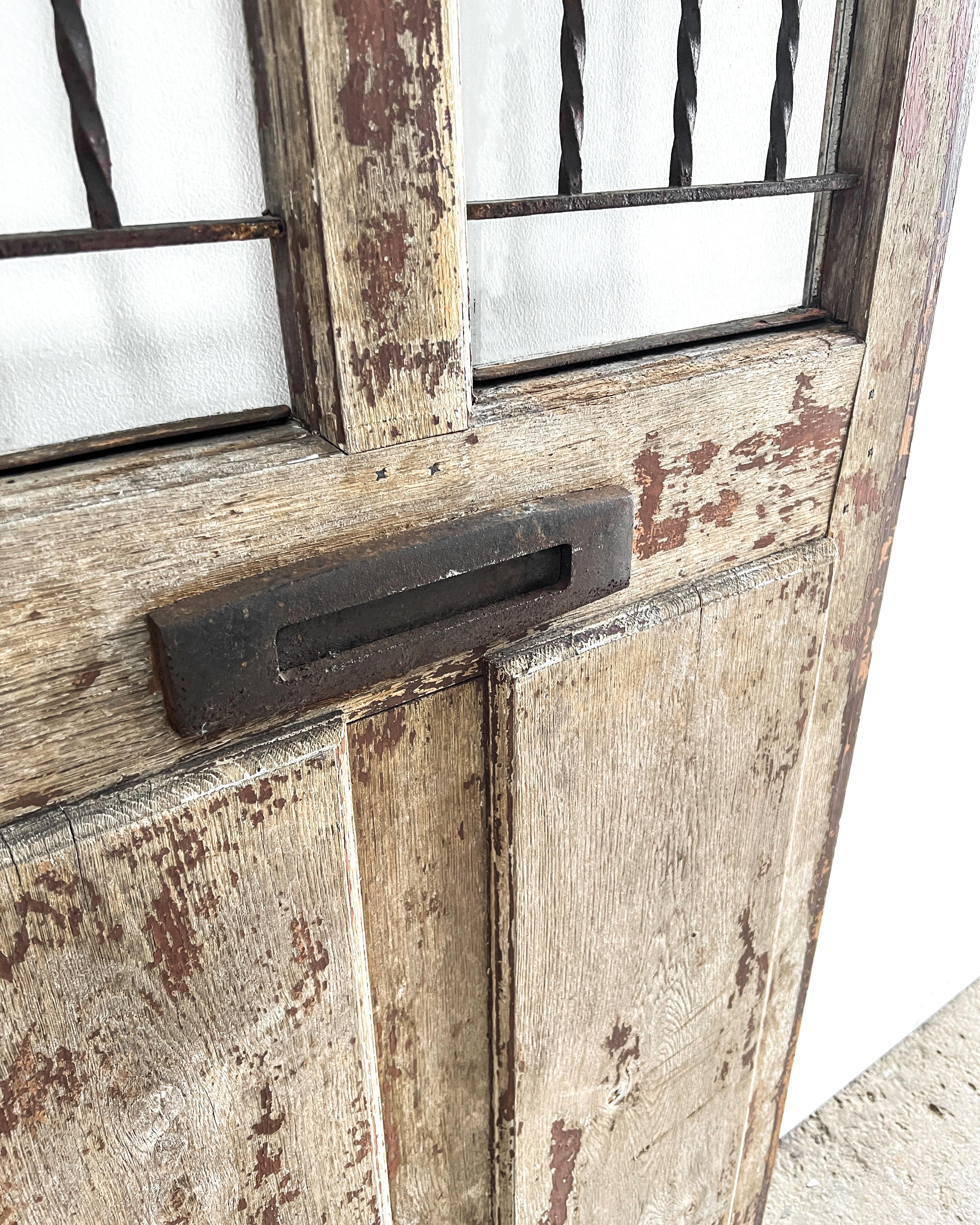 19th Century French Exterior Door with Iron Grille 4