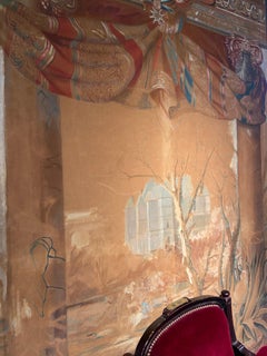 19. Jahrhundert, Französisch, Extra große handgemalte Theaterdekoration aus Textil