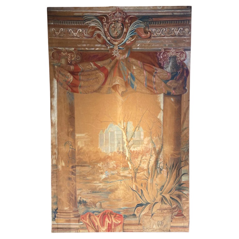 19th Century, French, Extra Large Hand Painted Textile Theater ...