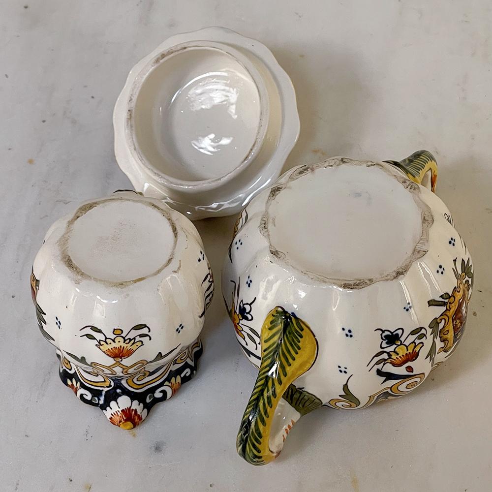 19th Century French Faience 8 Piece Hand-Painted Tea Service For Sale 16