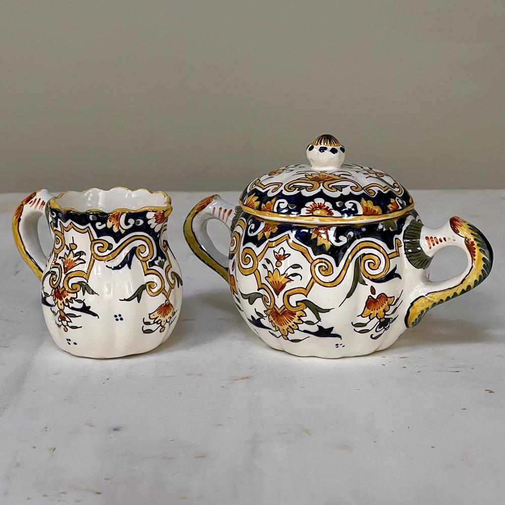 19th Century French Faience 8 Piece Hand-Painted Tea Service For Sale 2