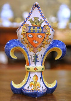 19th Century French Faience Alcide Chaumeil Fleur-de-Lys Vase
