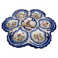 19th Century French Faience Breton Oyster Plate Malicorne