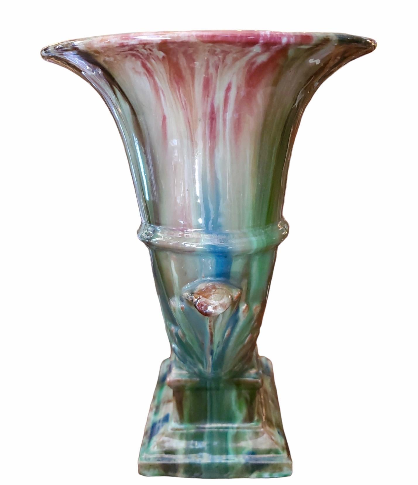 19th Century French Faience Cornucopia Vases In Good Condition For Sale In Los Angeles, CA