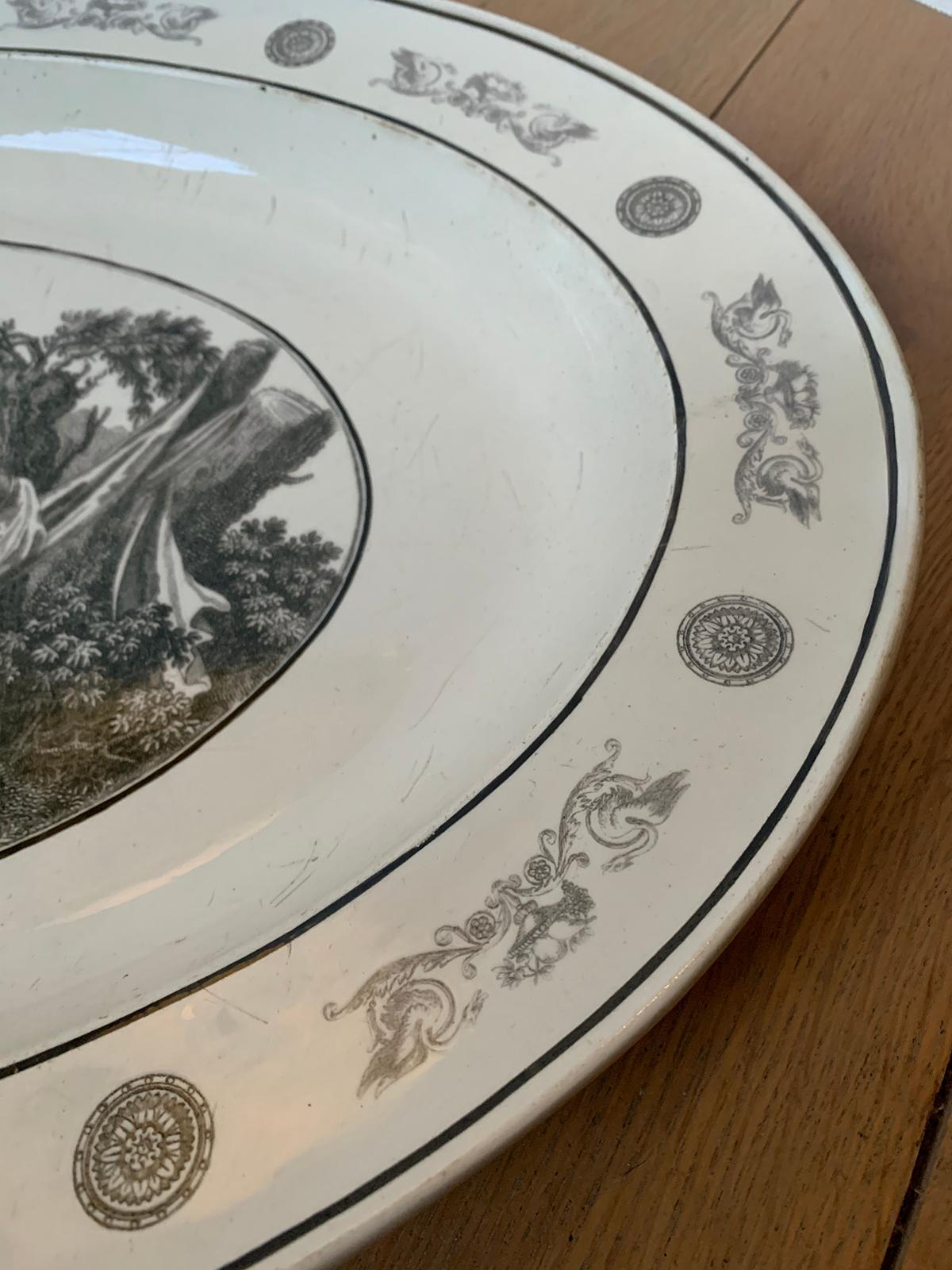 19th Century French Faience Creil-Montereau Glazed Transfer Earthenware Plate For Sale 10
