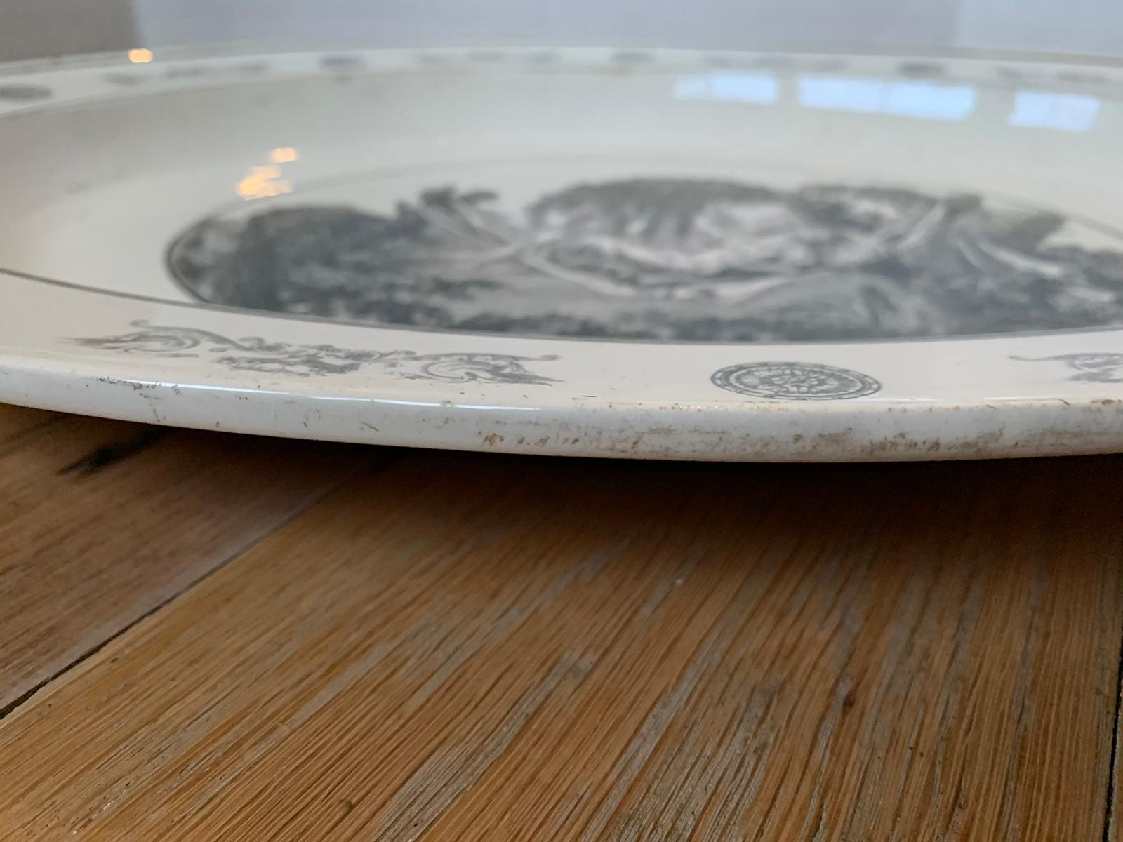 19th Century French Faience Creil-Montereau Glazed Transfer Earthenware Plate For Sale 11